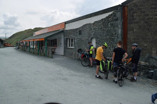 A well-deserved café stop at Honister Slate Mine, atop Honister Pass