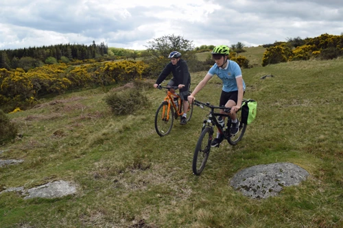 Dillan and Jude descend the bridleway from Lud Gate to Chalk Ford.