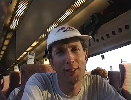 A very tired Michael on the 1840 from Newcastle to London.