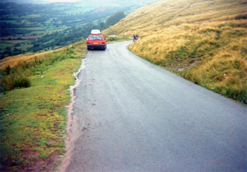 Climbing the last part of the hill to Devil's Elbow in the pouring rain