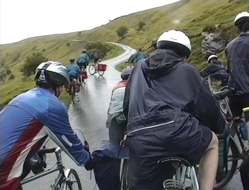 Continuing the climb to Devil's Elbow, with the under-14s leading the way - accompanied by James who is hoping for some kind of shop at Ystradfellte youth hostel!