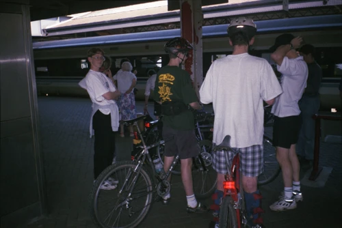 The second group prepare to board the 16:27 from Newton Abbot.