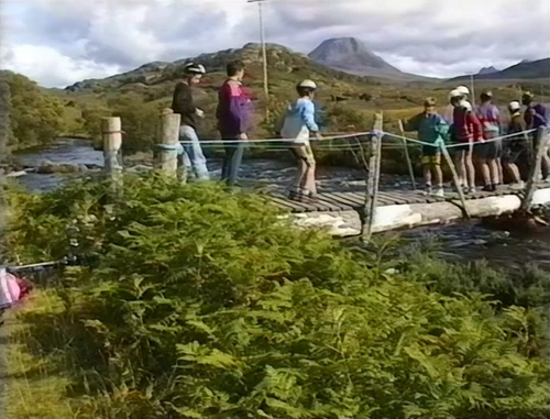 Investigating an unusual rope footbridge over the River Kerry.