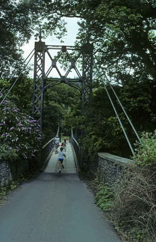 Suspension bridge over the river Wye near Erwood, on the way to Builth Wells