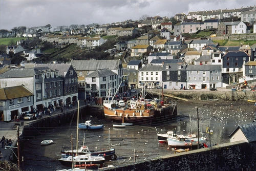 19 Apr 1987 · Mevagissey Harbour from Polkirt Hill.