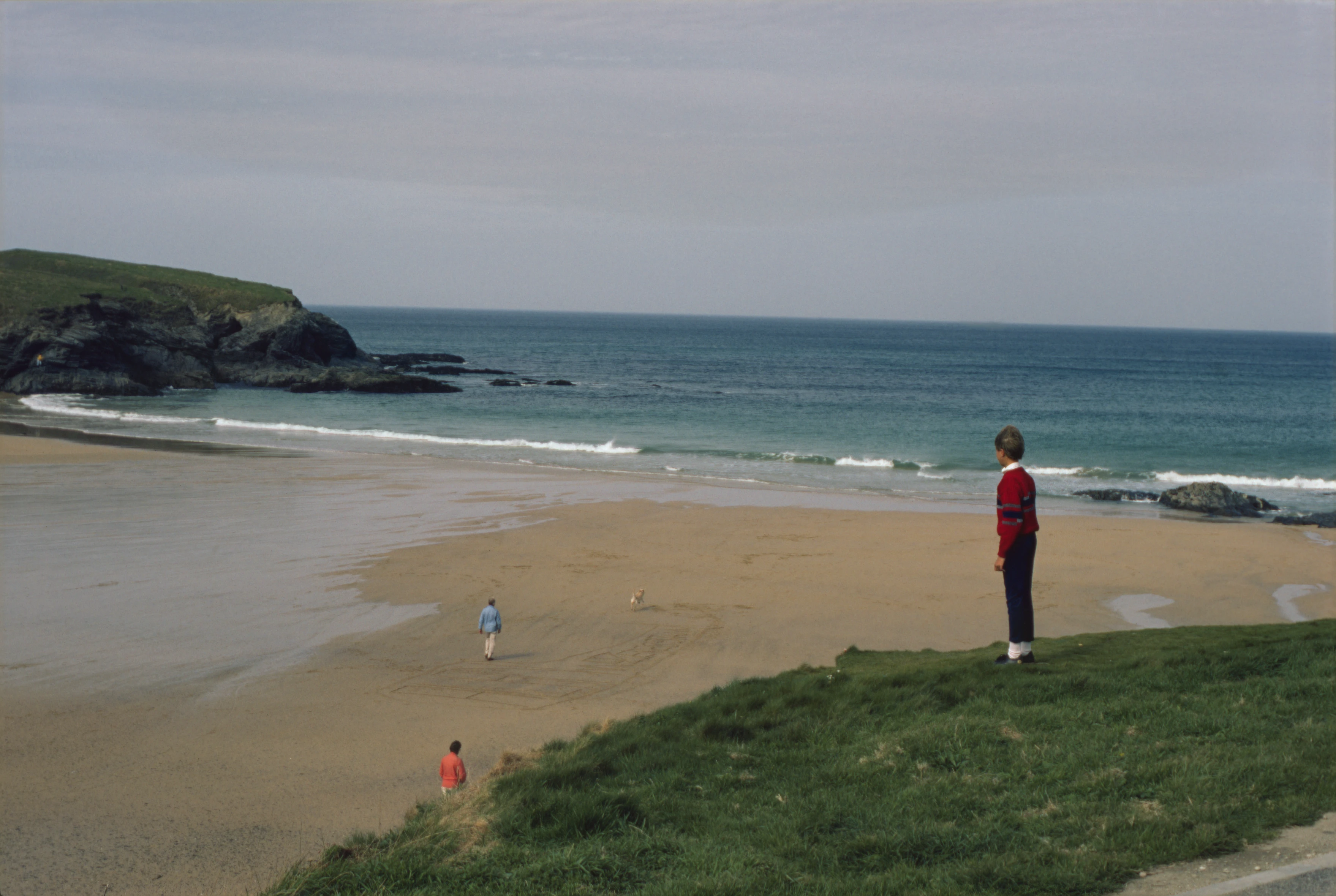 Philip Humphreys admiring the beach outside Treyarnon Bay YH