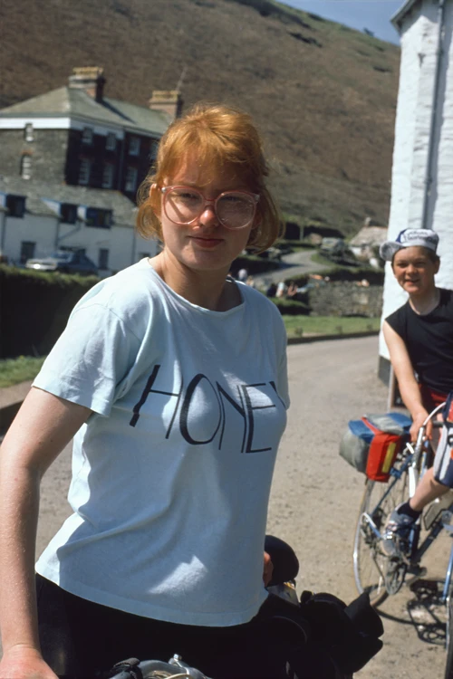 23 Apr 1987 · Catherine at Boscastle, with Jason behind.