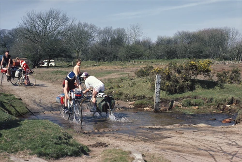 23 Apr 1987 · Fun at Bridge Ford, near Bowithick on Bodmin Moor, beside Packhorse Bridge.