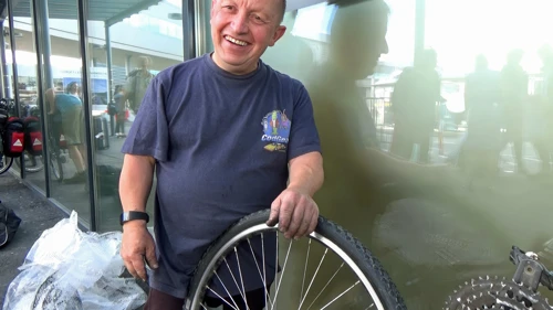 John outside Bergen Airport, upbeat despite many mechanical problems to solve.