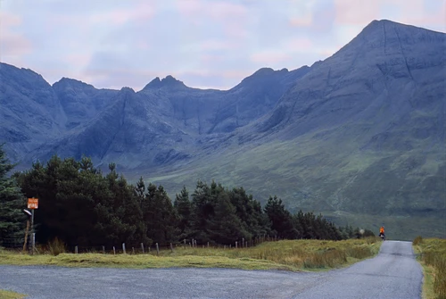23 Aug 1988 · Best view of the Cuillin mountains on Skye from Fairy Pools car park, 2.3 miles up the glen.