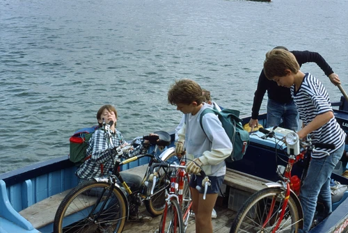 11 Sep 1988 · Martyn, Paul and Luke aboard the Salcombe–East Portlemouth passenger ferry.