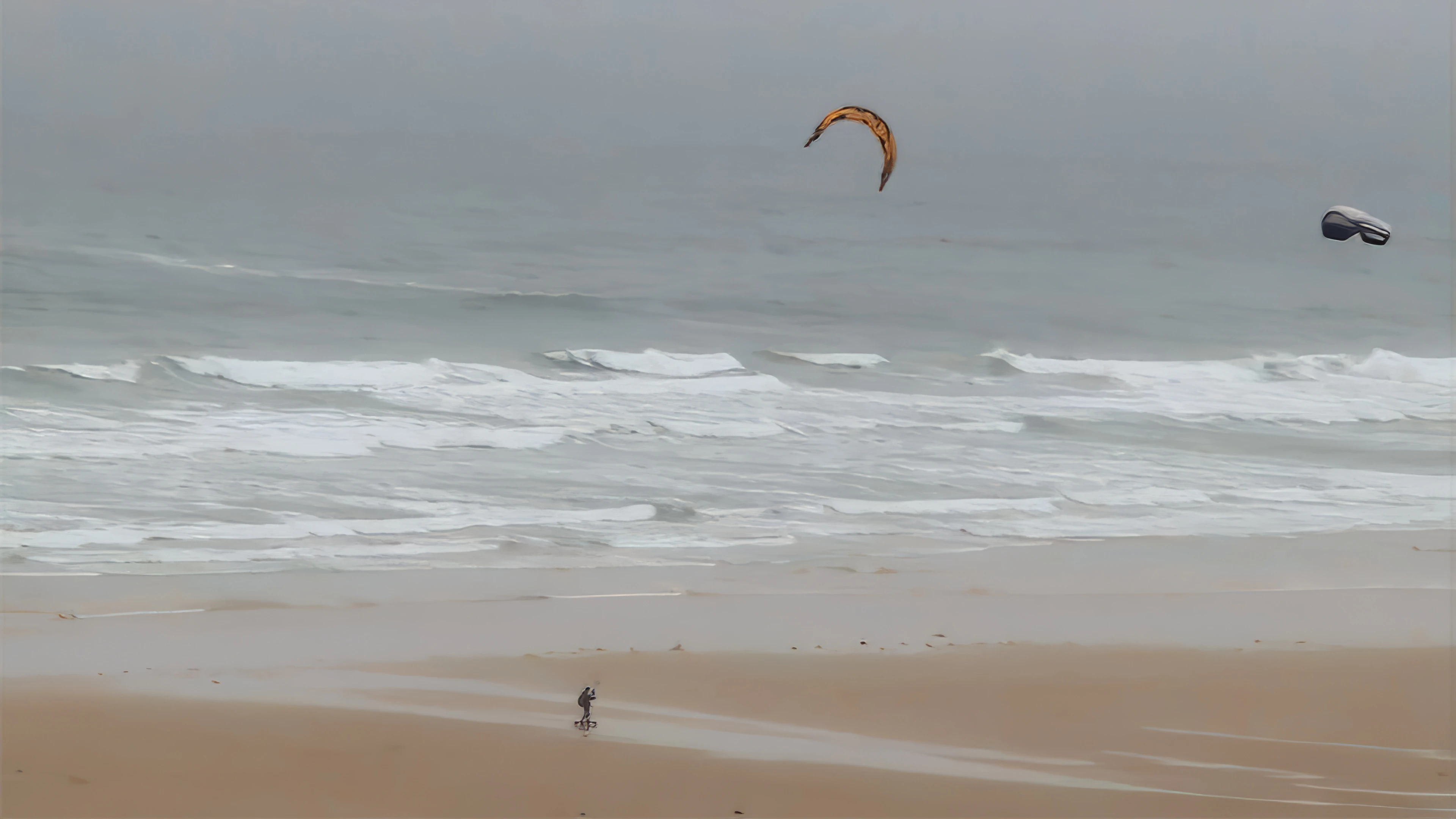 Kite flying in a stiff breeze at Watergate Bay.