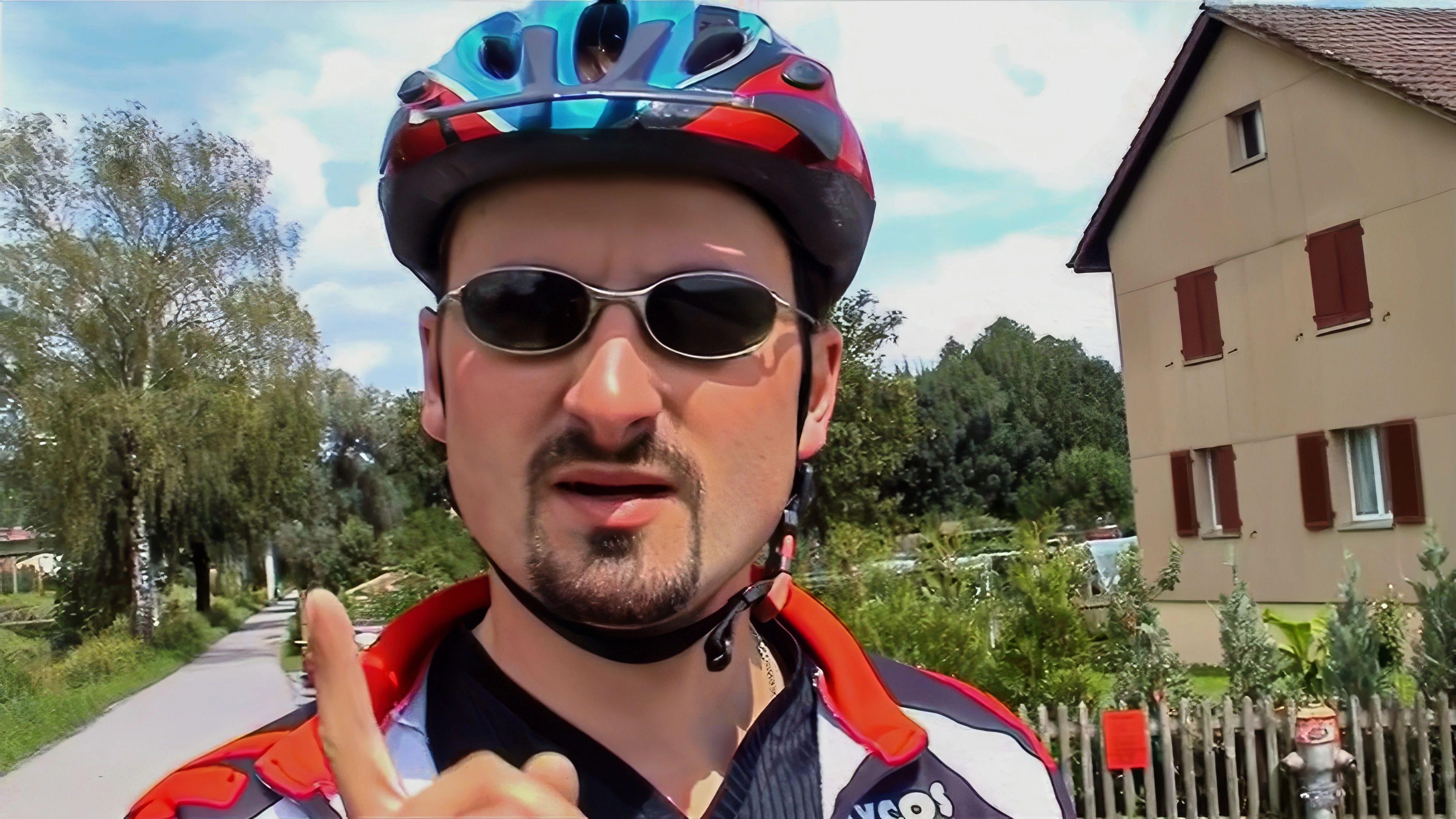 Tao on the cycle path at Guetstrasse, Au, just after lunch.