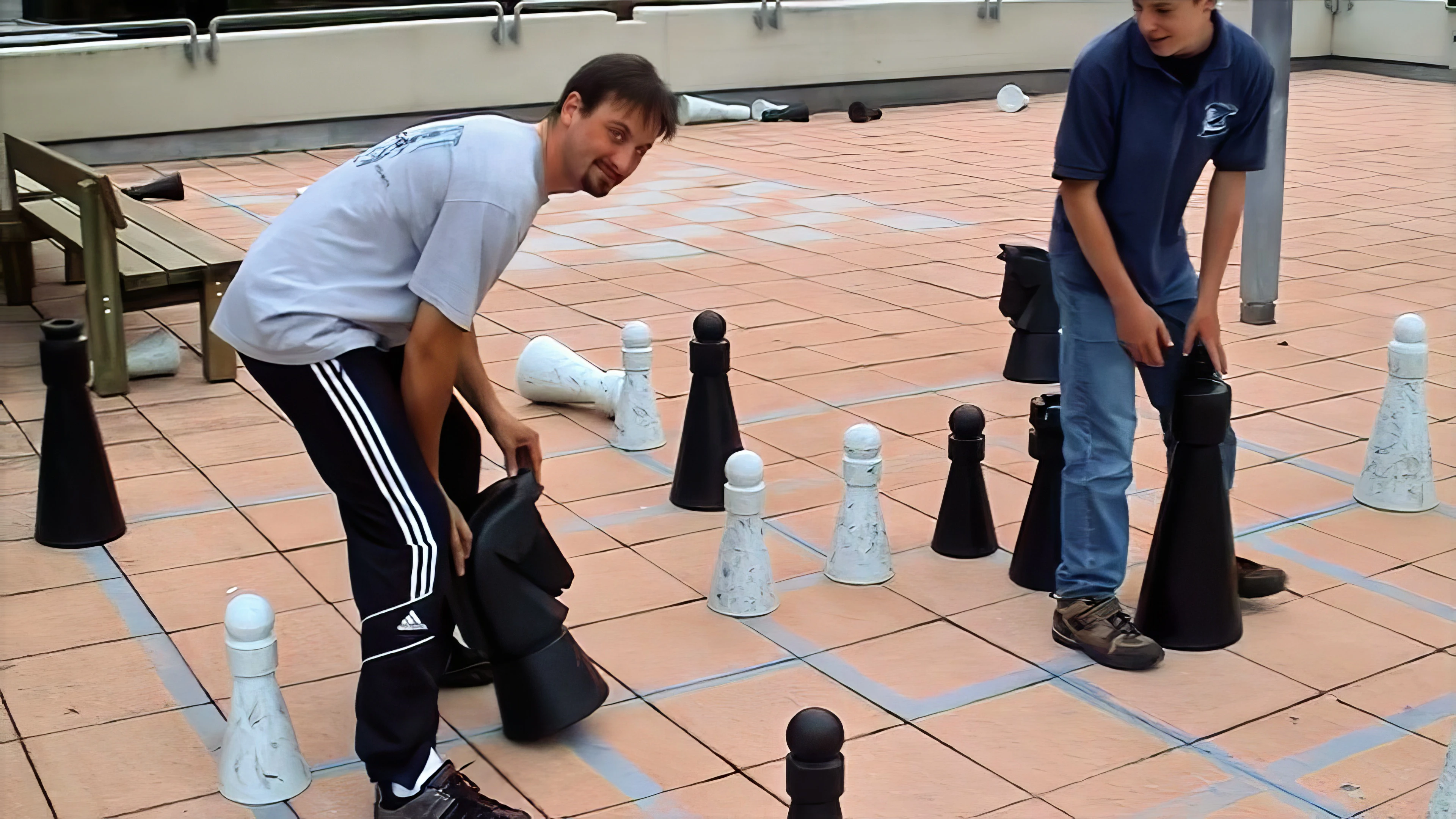 Giant chess on the restaurant roof