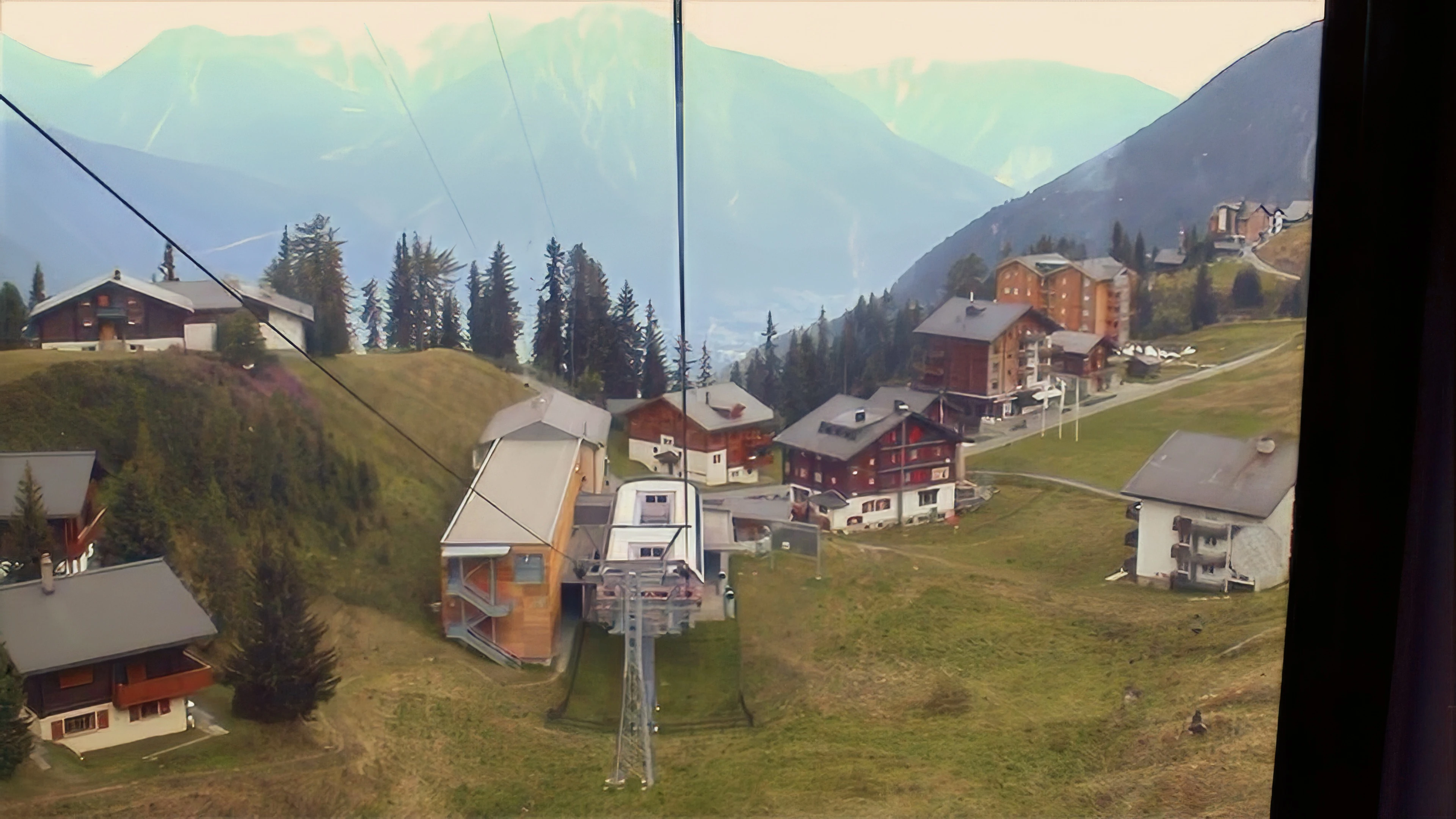 View back to Riederalp from the second gondola to Moosfluh.