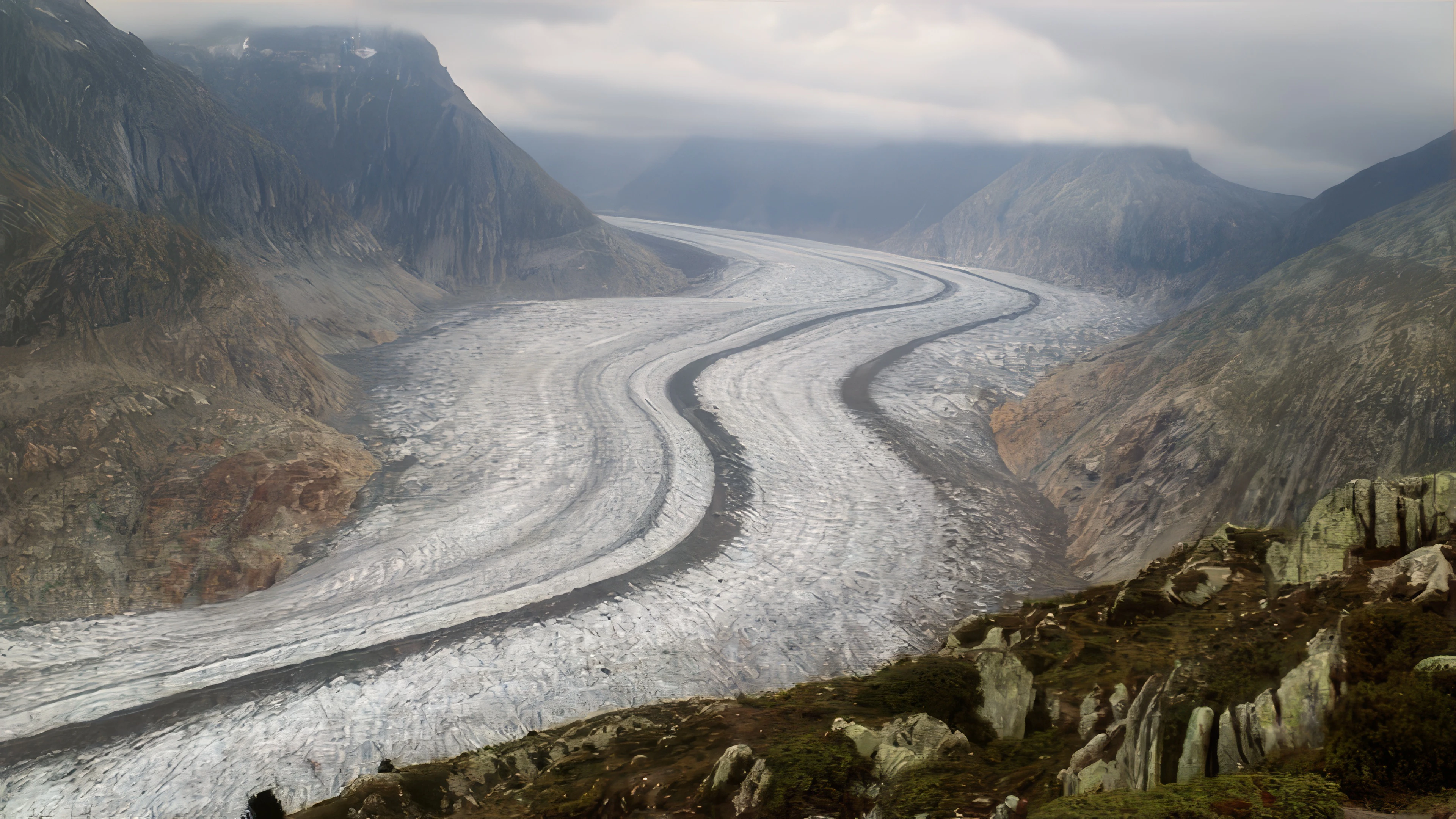 The Great Aletsch Glacier from Moosfluh, 2337m.