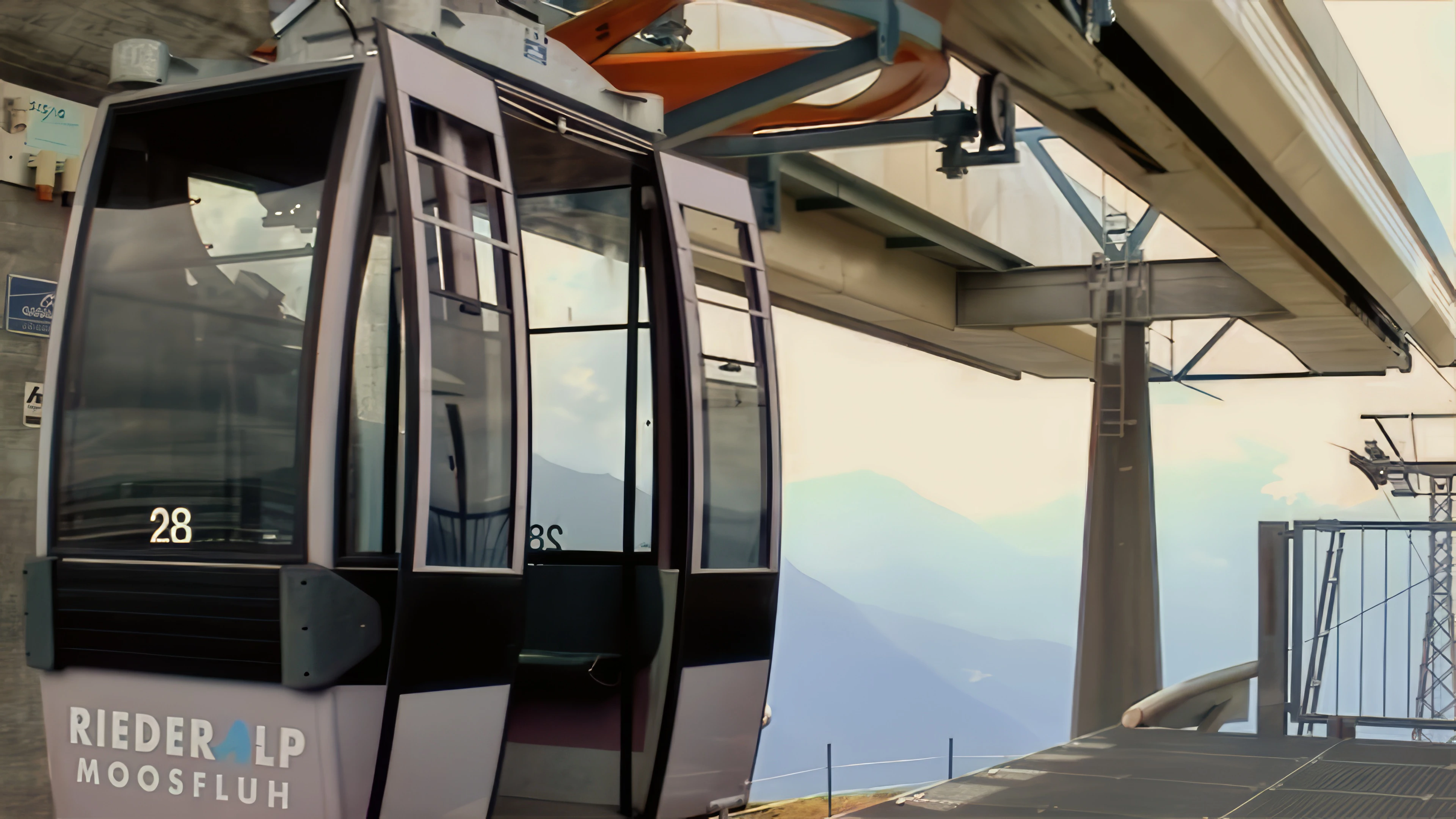 Gondolas going nowhere while the operator lunches.