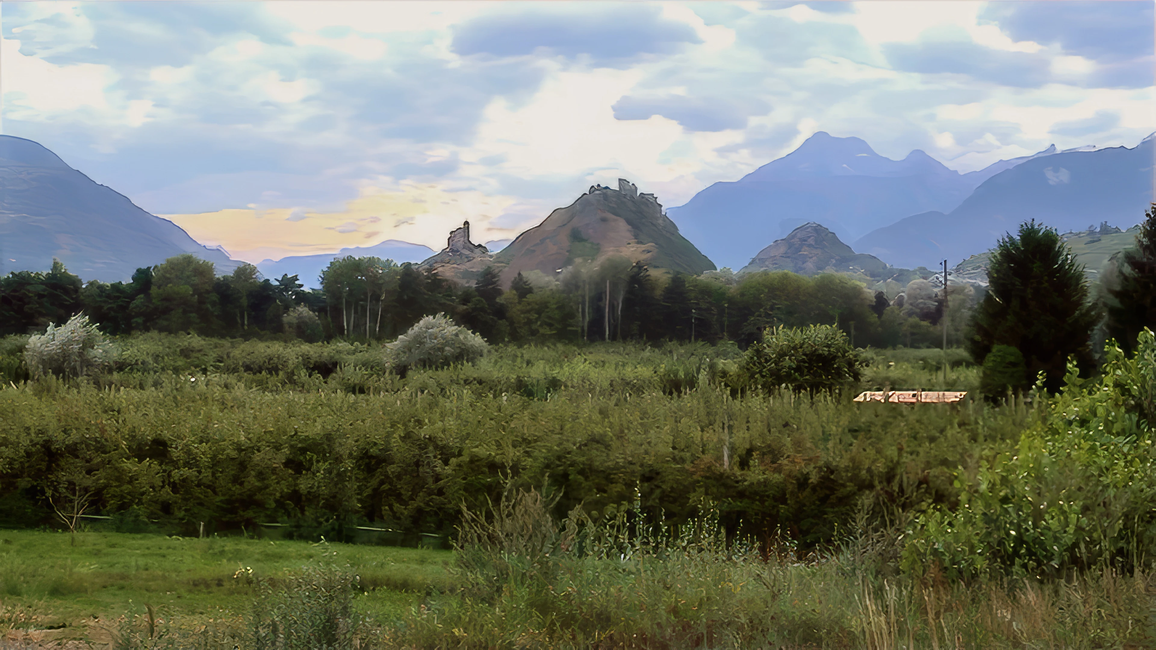 Valère and Tourbillon, Sion’s twin castles, on the approach, 47.3 miles in.