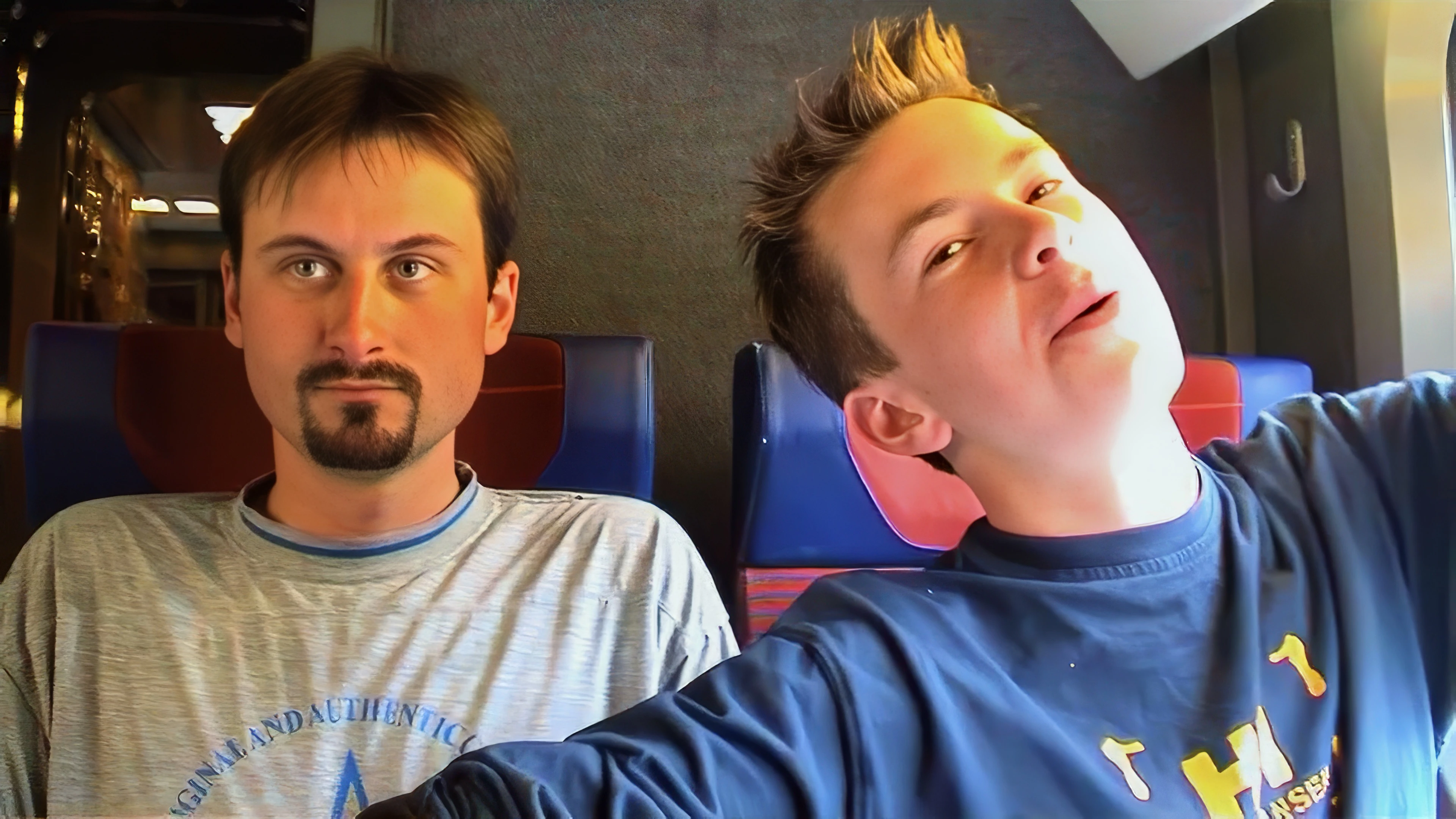 Tao and Joe on the TGV from Lausanne to Paris.