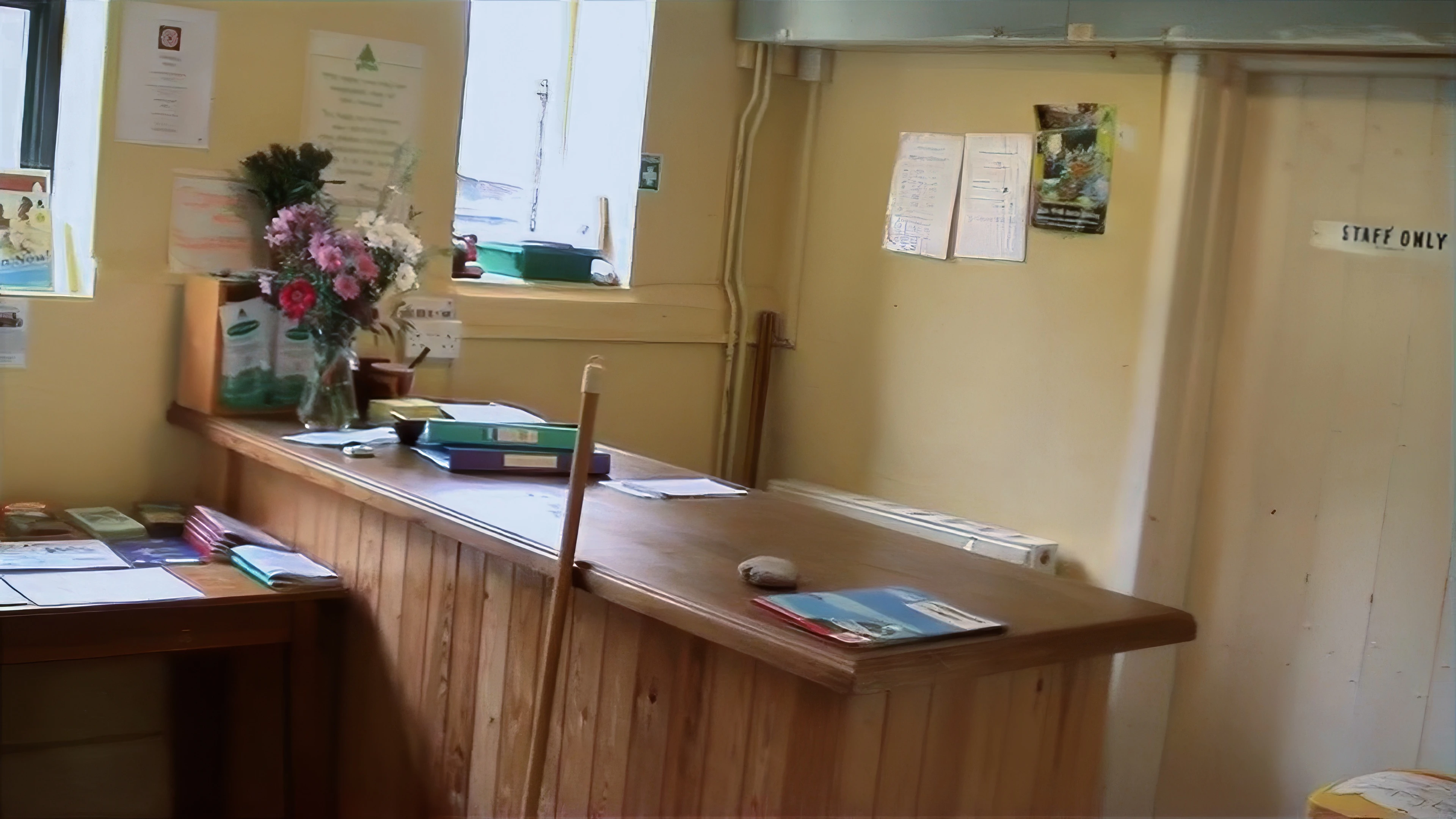 Reception desk at Quantock Hills Youth Hostel, closing for good this season.