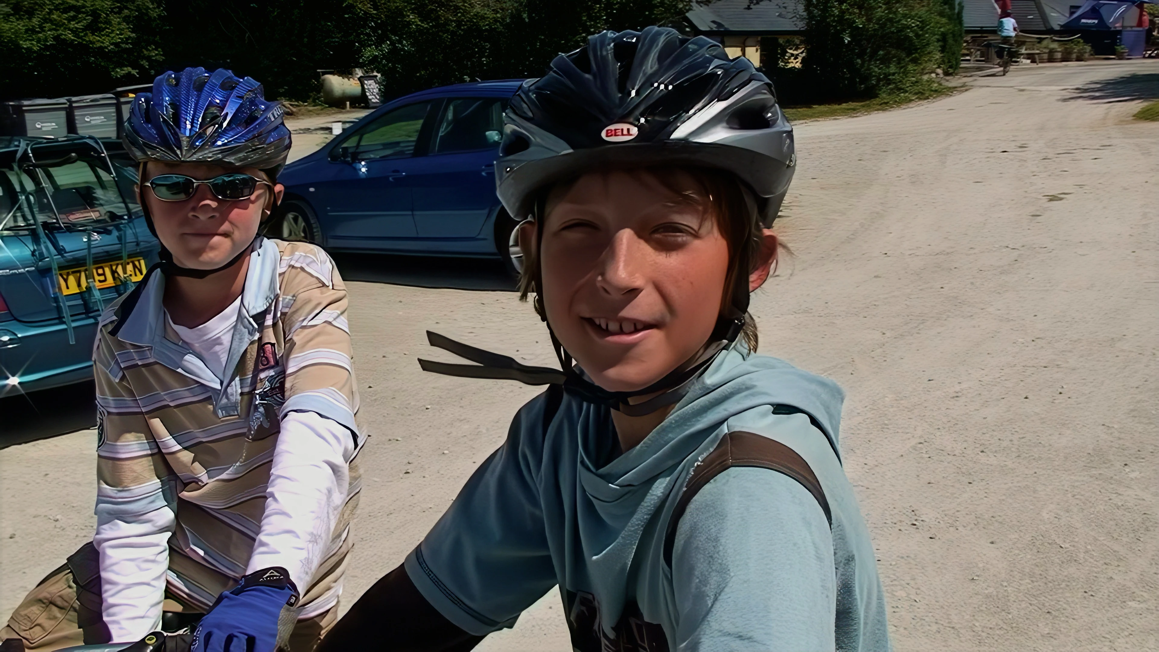 Olly and Henry at Dunmere car park, near Bodmin.