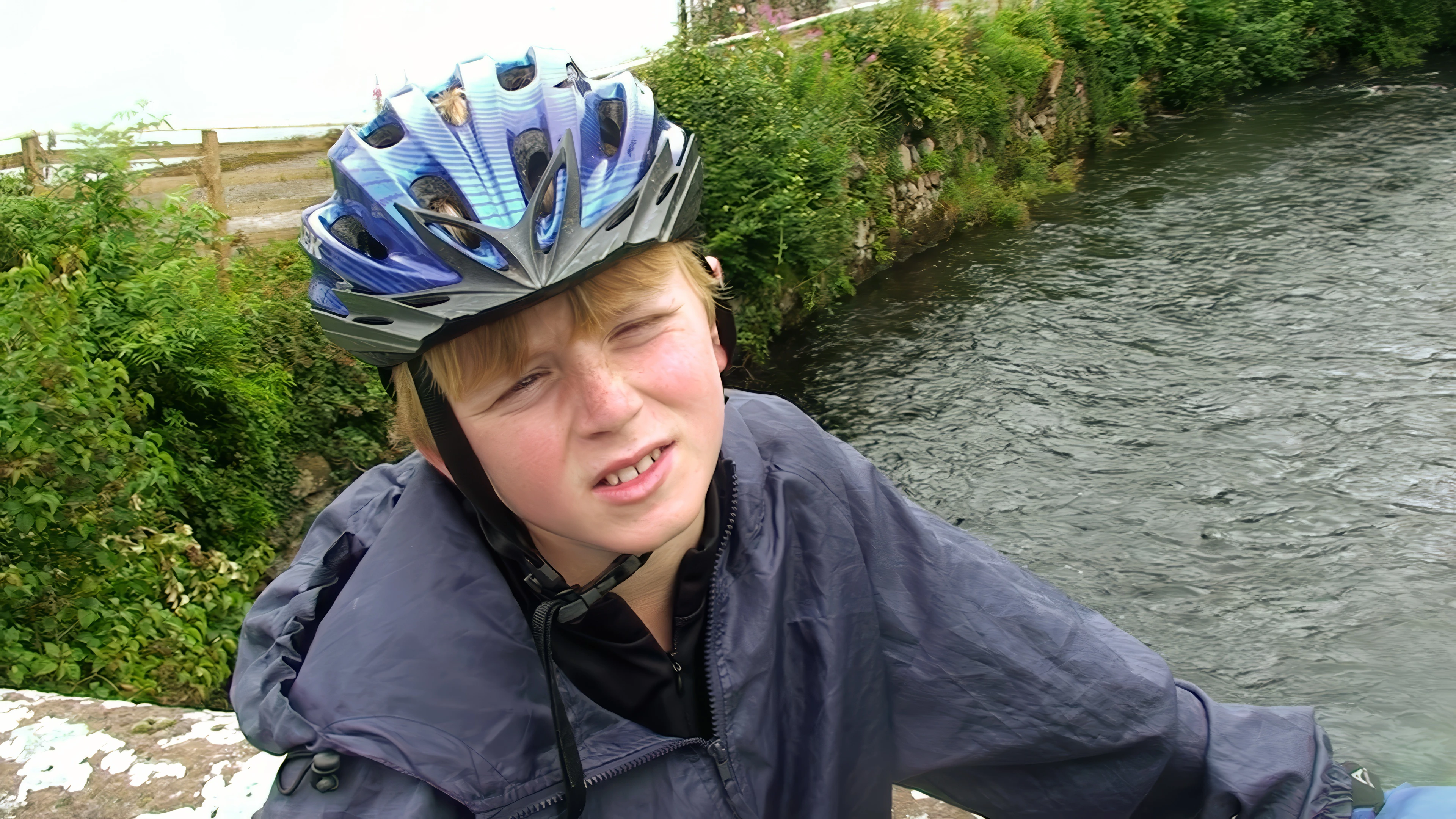 Olly sums up riding through this morning’s rain at Santon Bridge, 25.8 miles from the hostel.