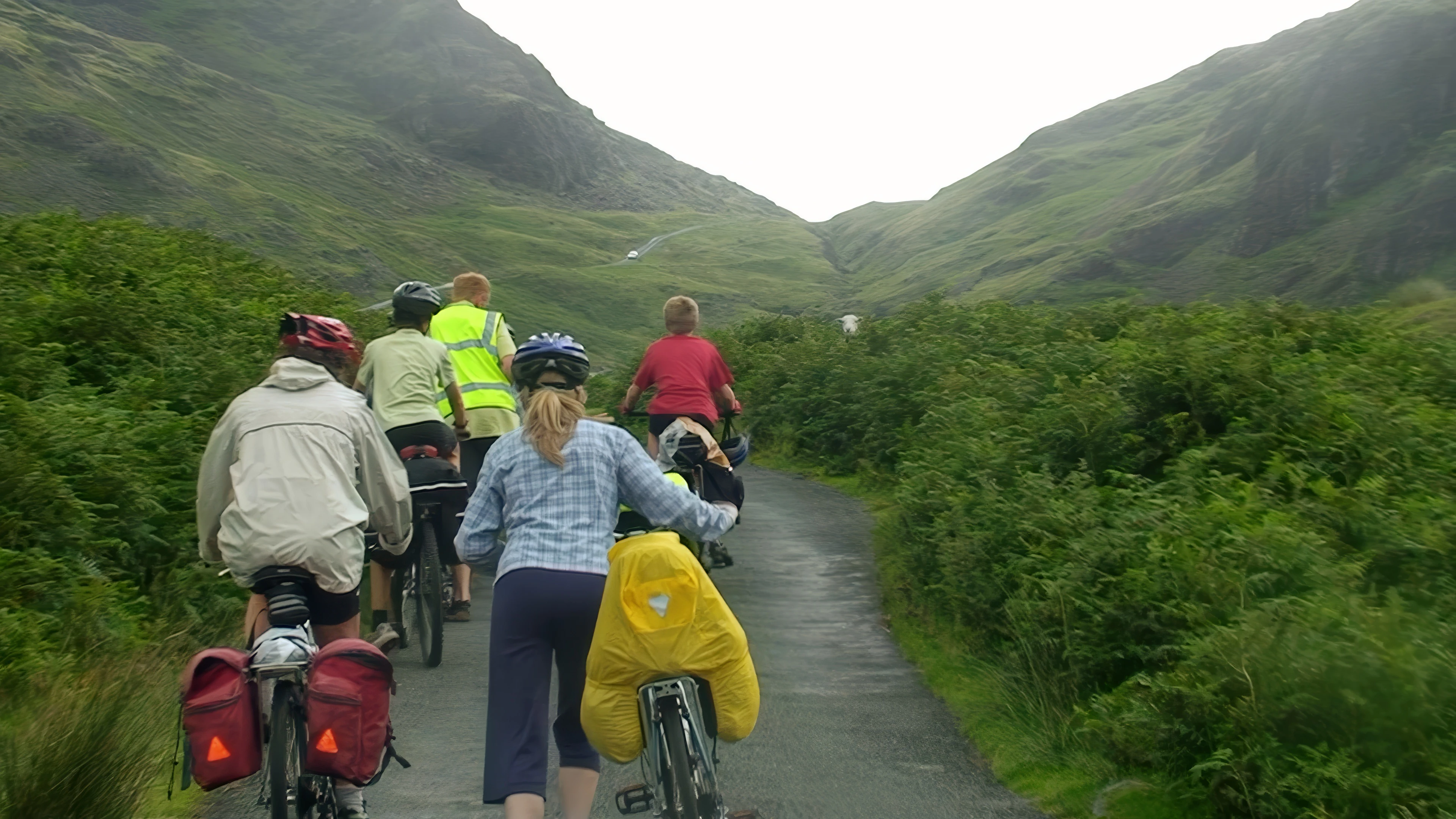 Starting the ascent of Hardknott Pass.