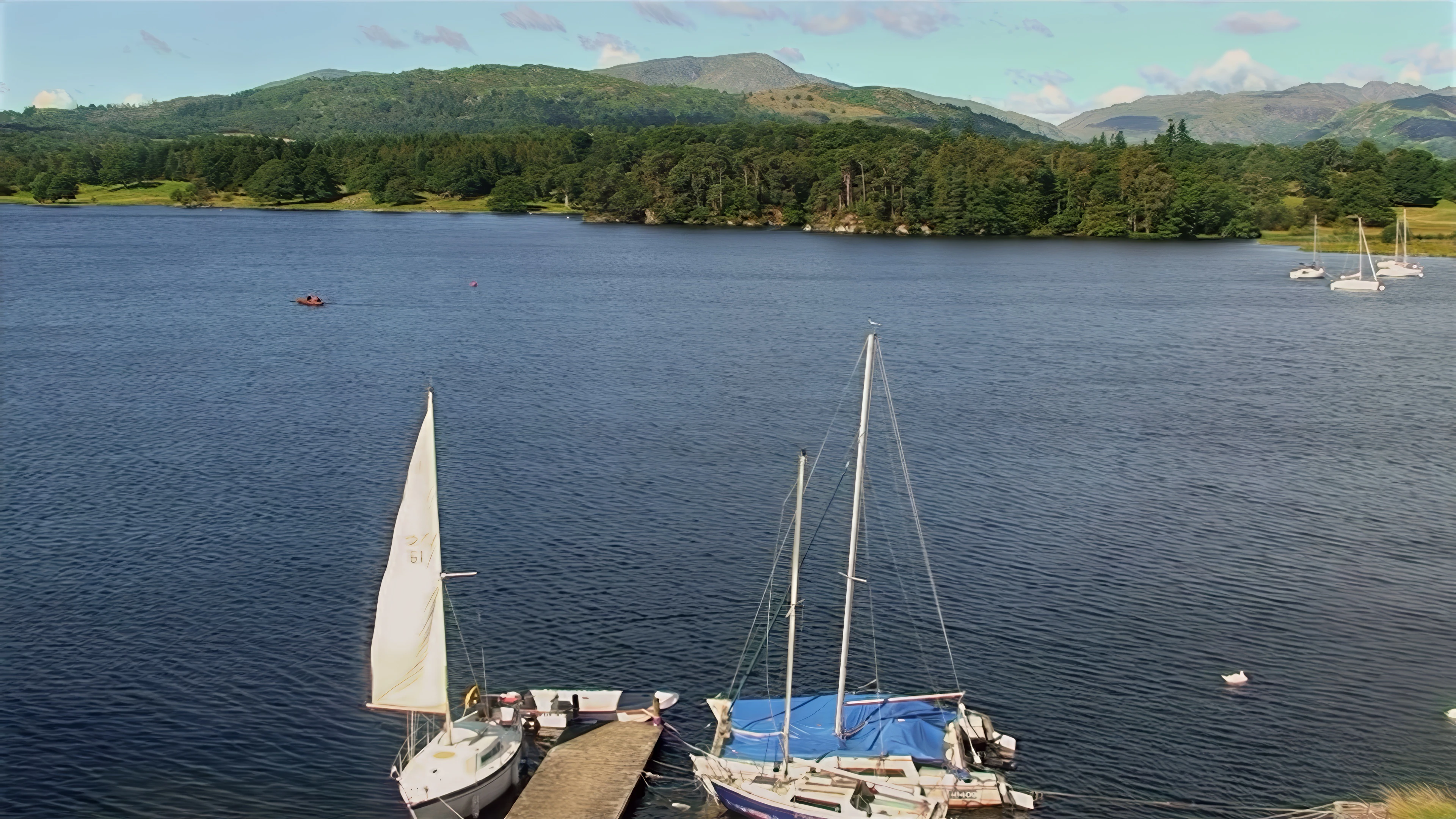 View over Lake Windermere from our dorm at Ambleside Youth Hostel.