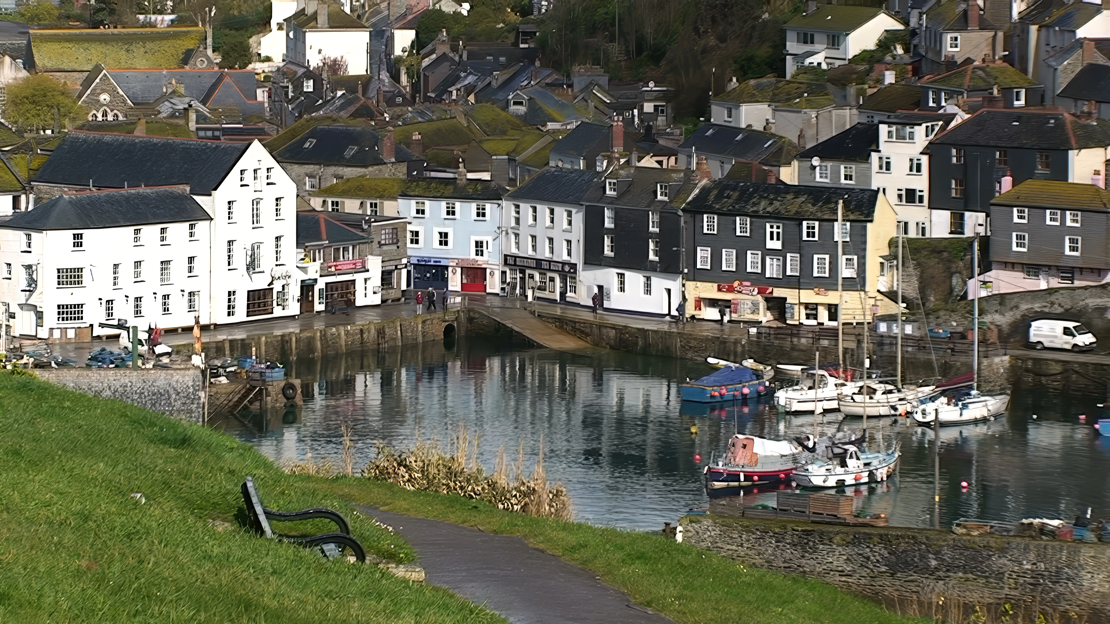 View over Mevagissey Harbour from Polkirt Hill.