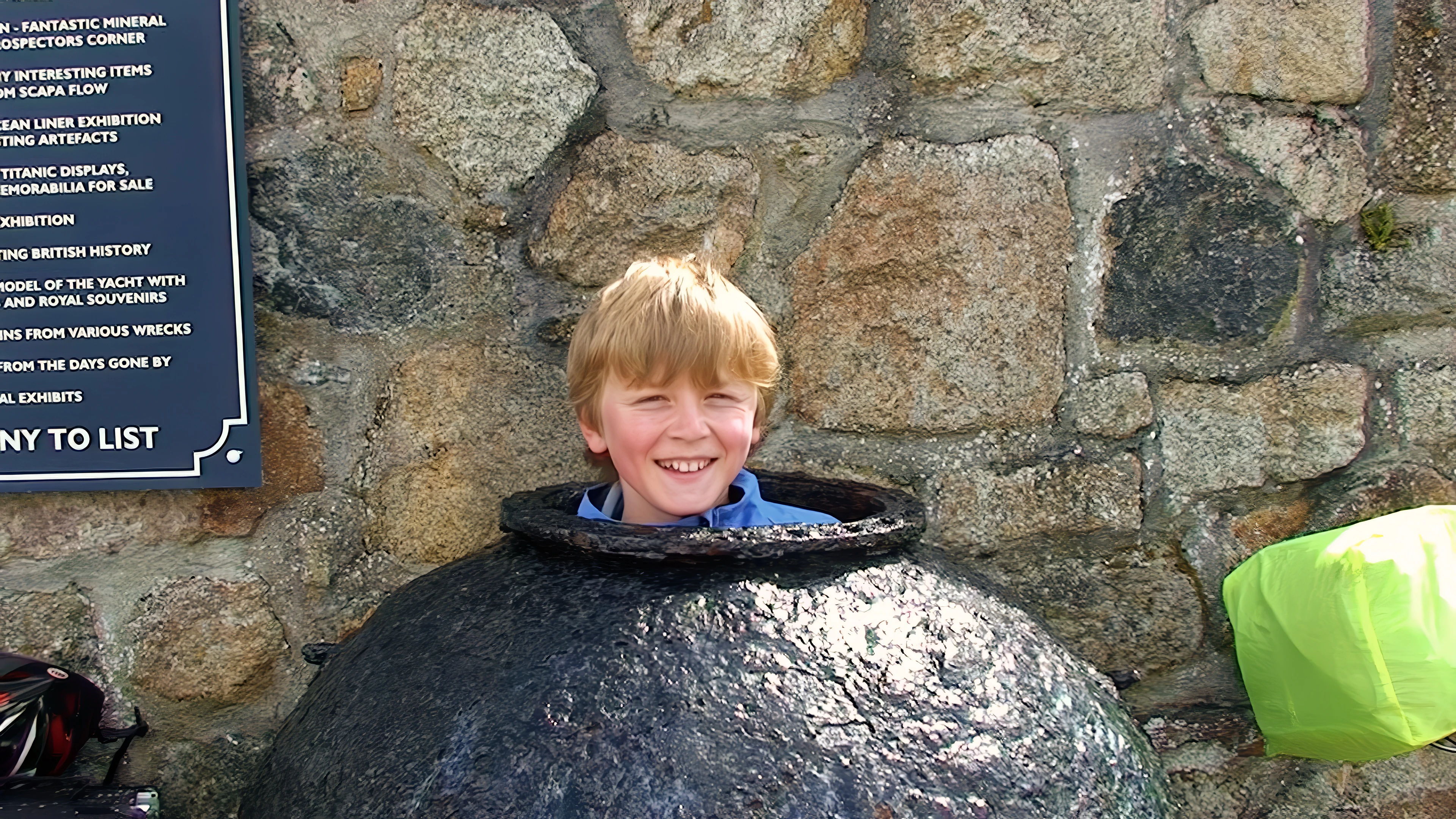 Olly tries an ancient artefact at the Shipwreck Heritage Centre, Charlestown.