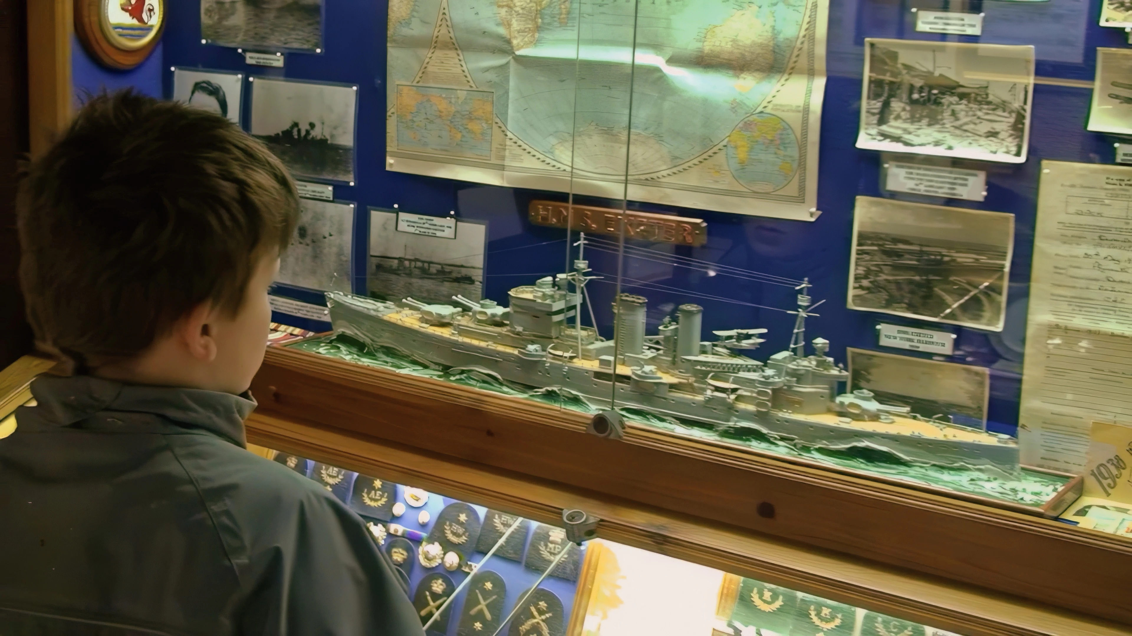 Ash checks out HMS Exeter at the Shipwreck Heritage Centre, Charlestown.