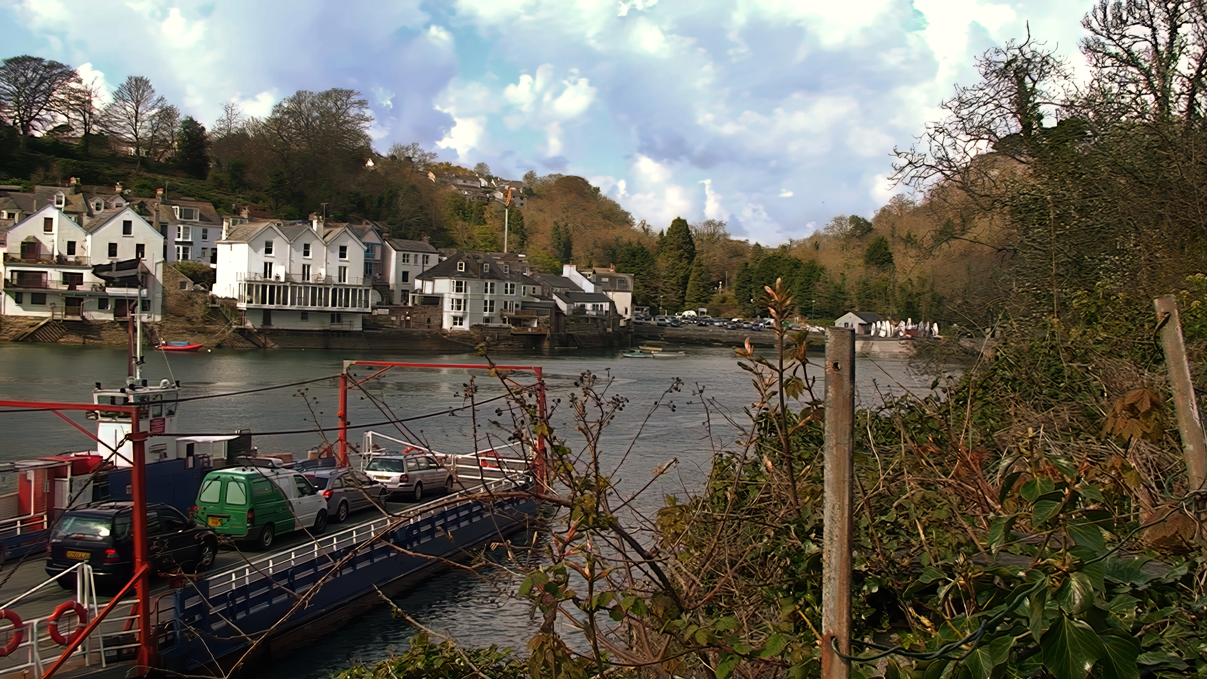 Looking back to Fowey from Bodinnick after crossing by car ferry.