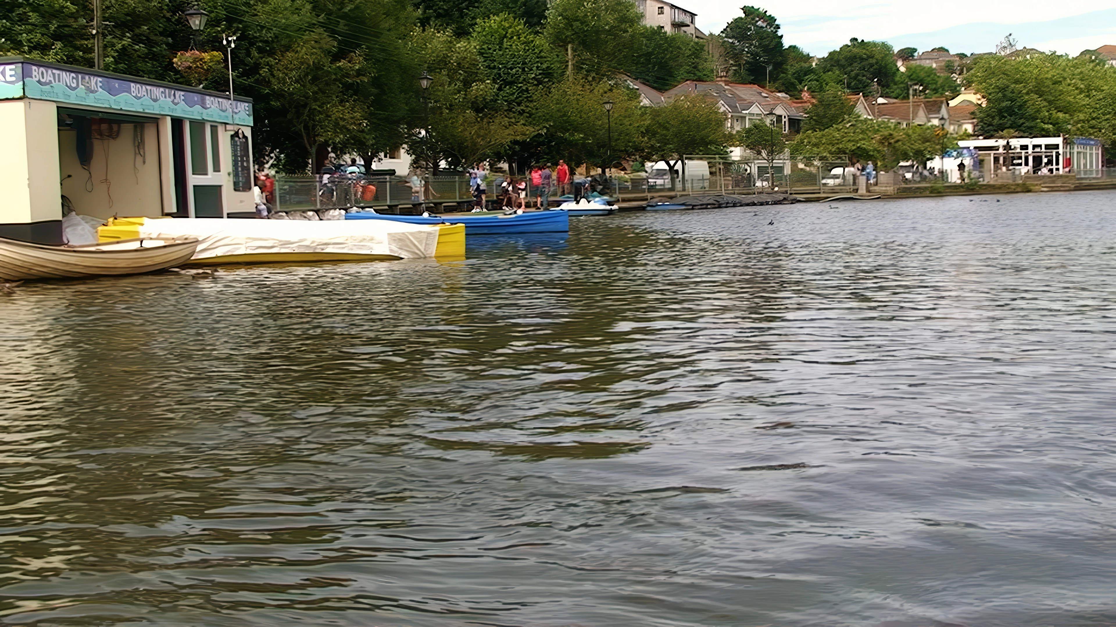 Trenance Boating Lake, Newquay, viewed from our pedal boat, 11.6 miles into the ride.