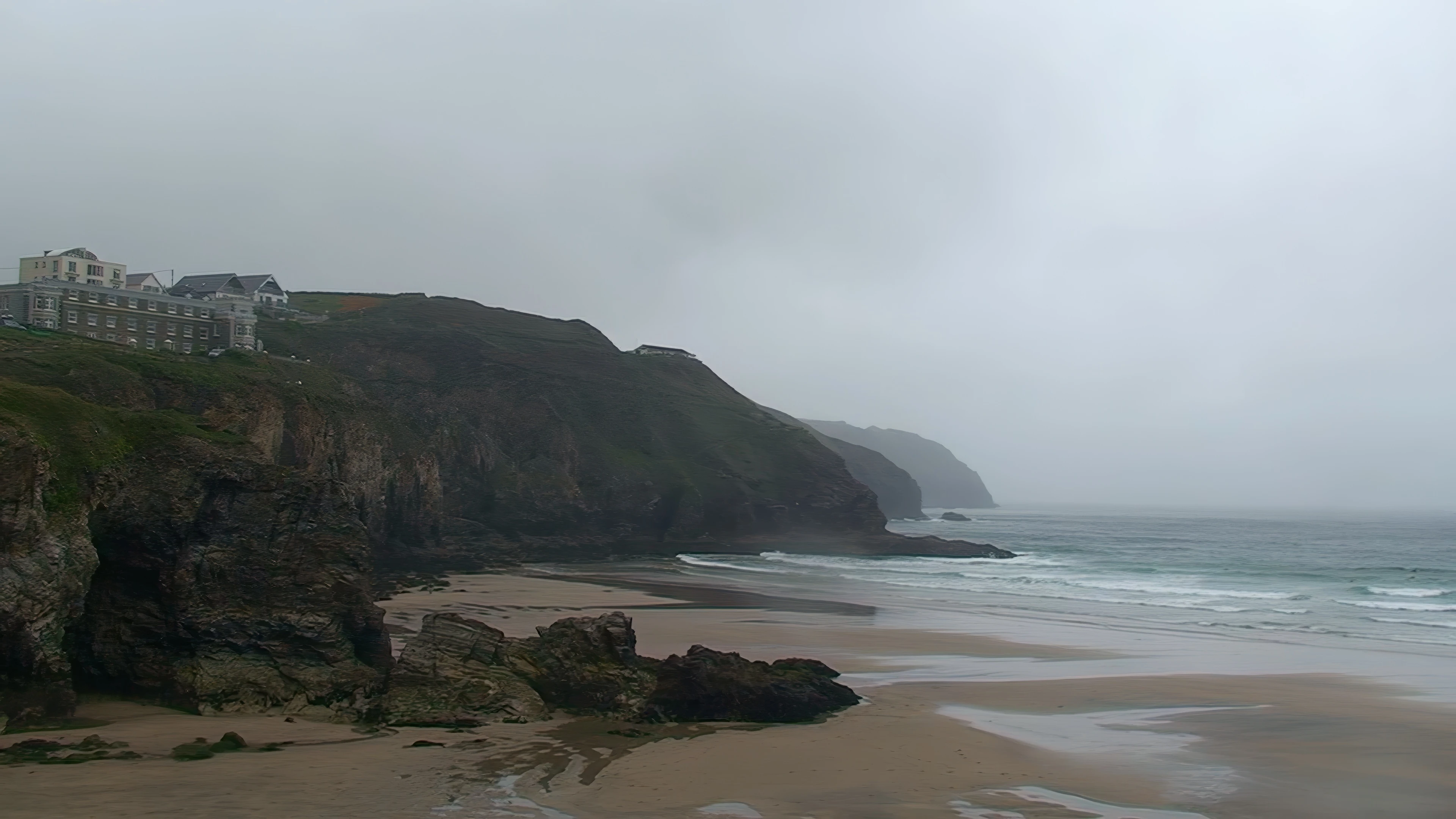 Perranporth Beach from Chapel Rock.