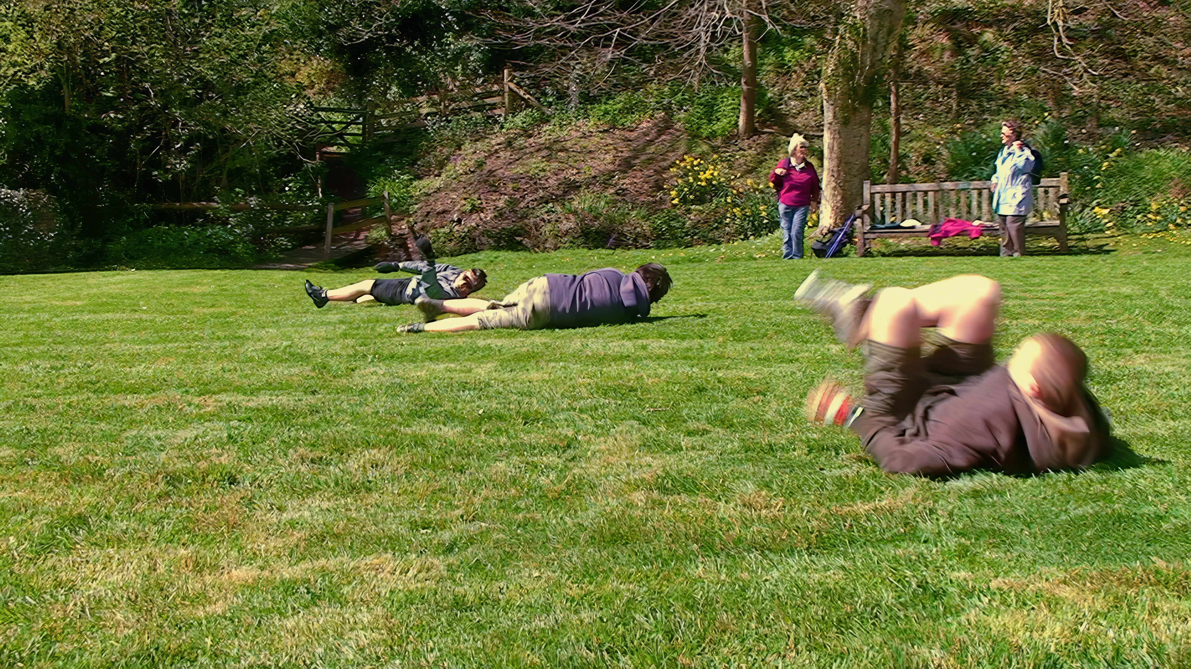 Crazy rolling on Selworthy Village Green