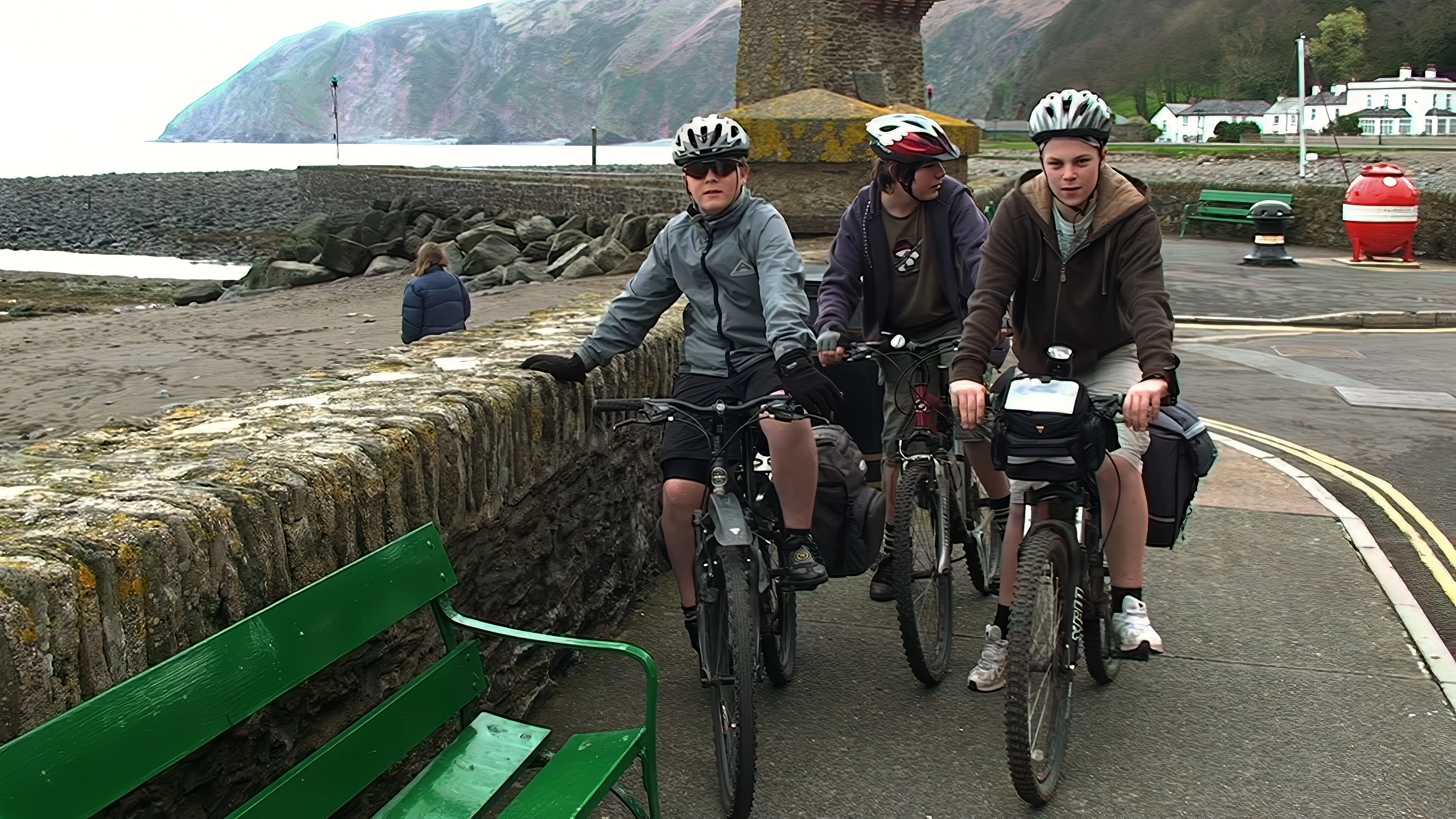 Regrouping on the Esplanade, debating the Lynton and Lynmouth Cliff Railway.
