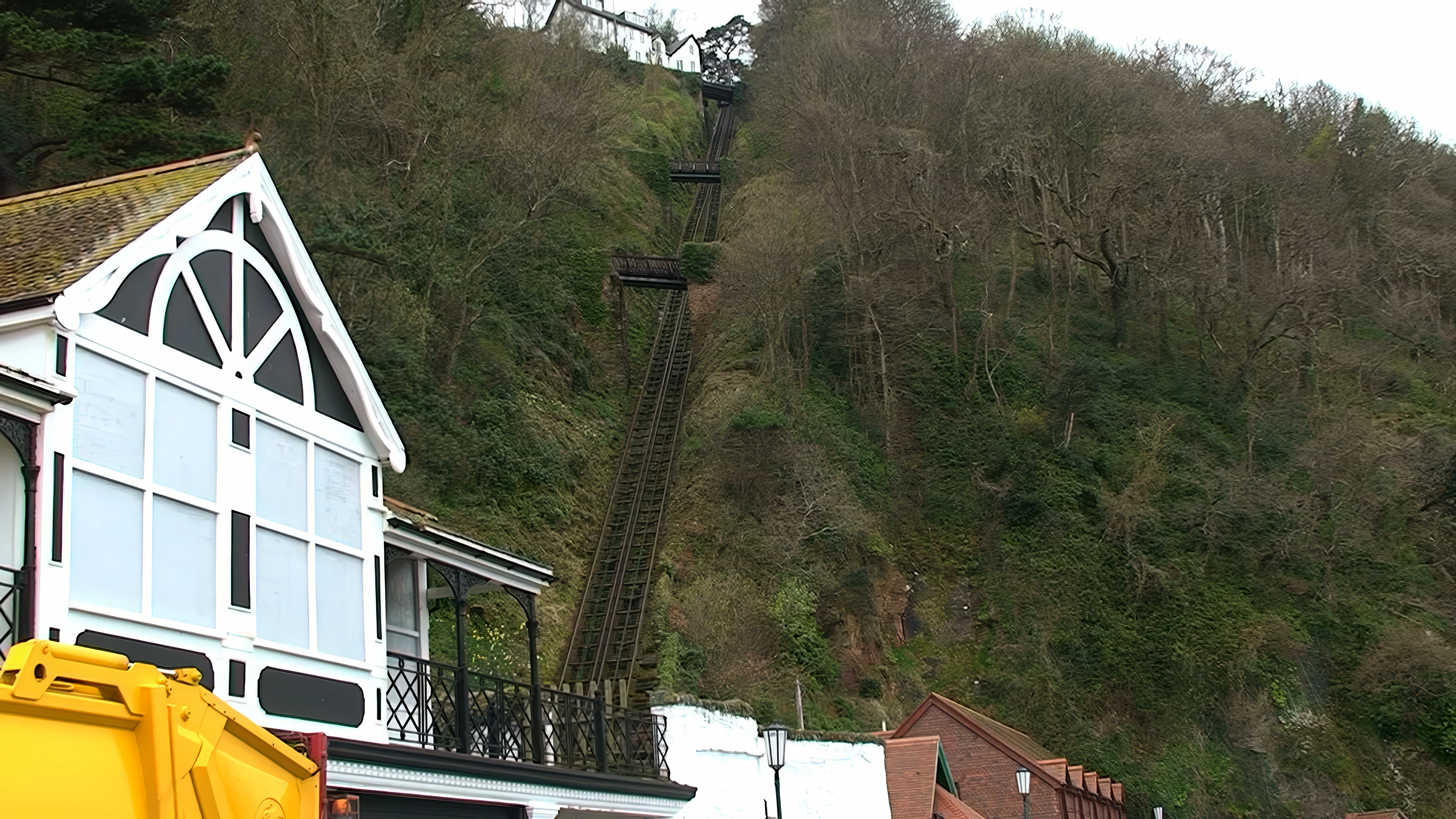 The Lynton and Lynmouth Cliff Railway from the Esplanade.