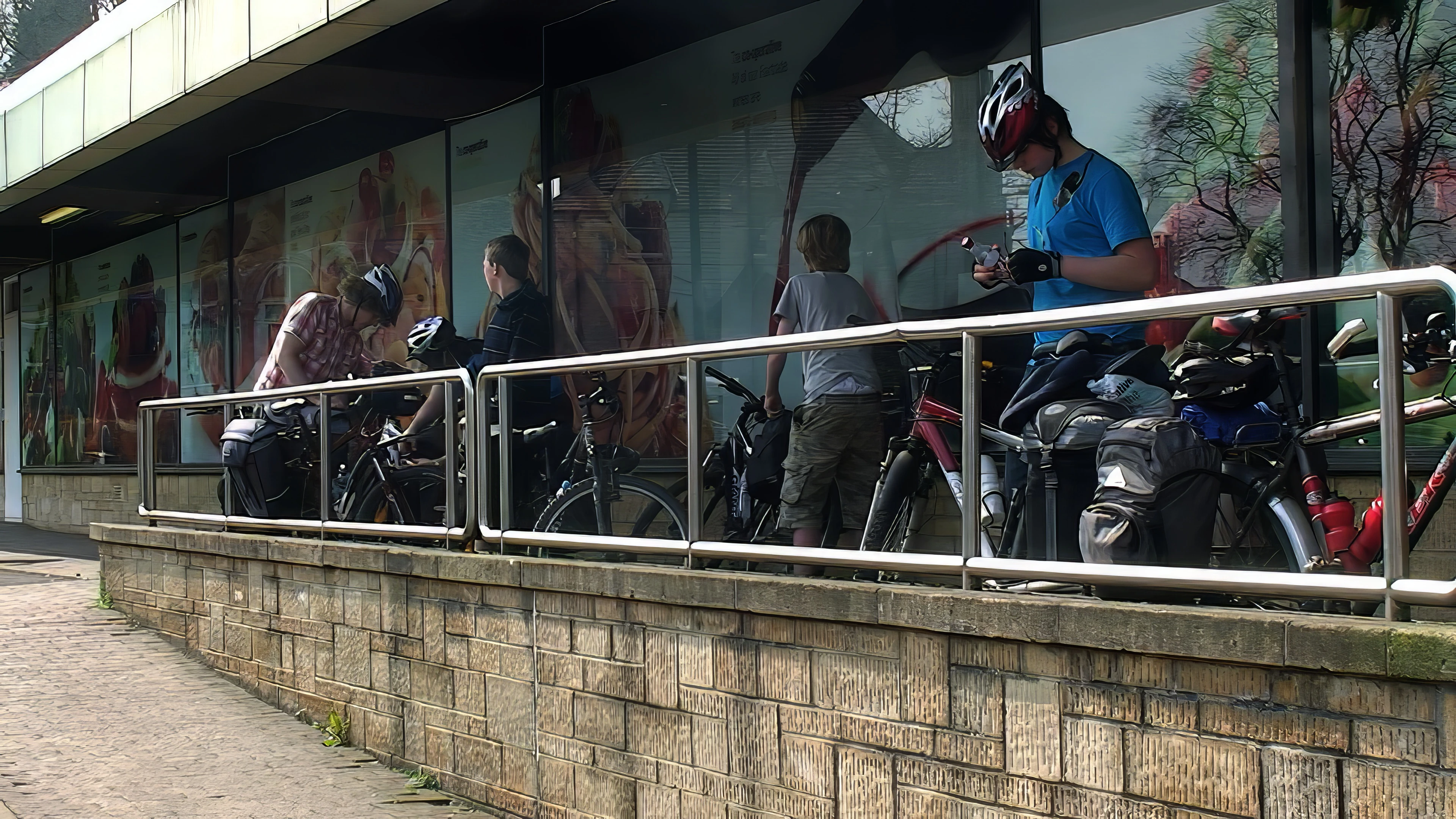 Leaving the Radstock Co-operative with our food for the day