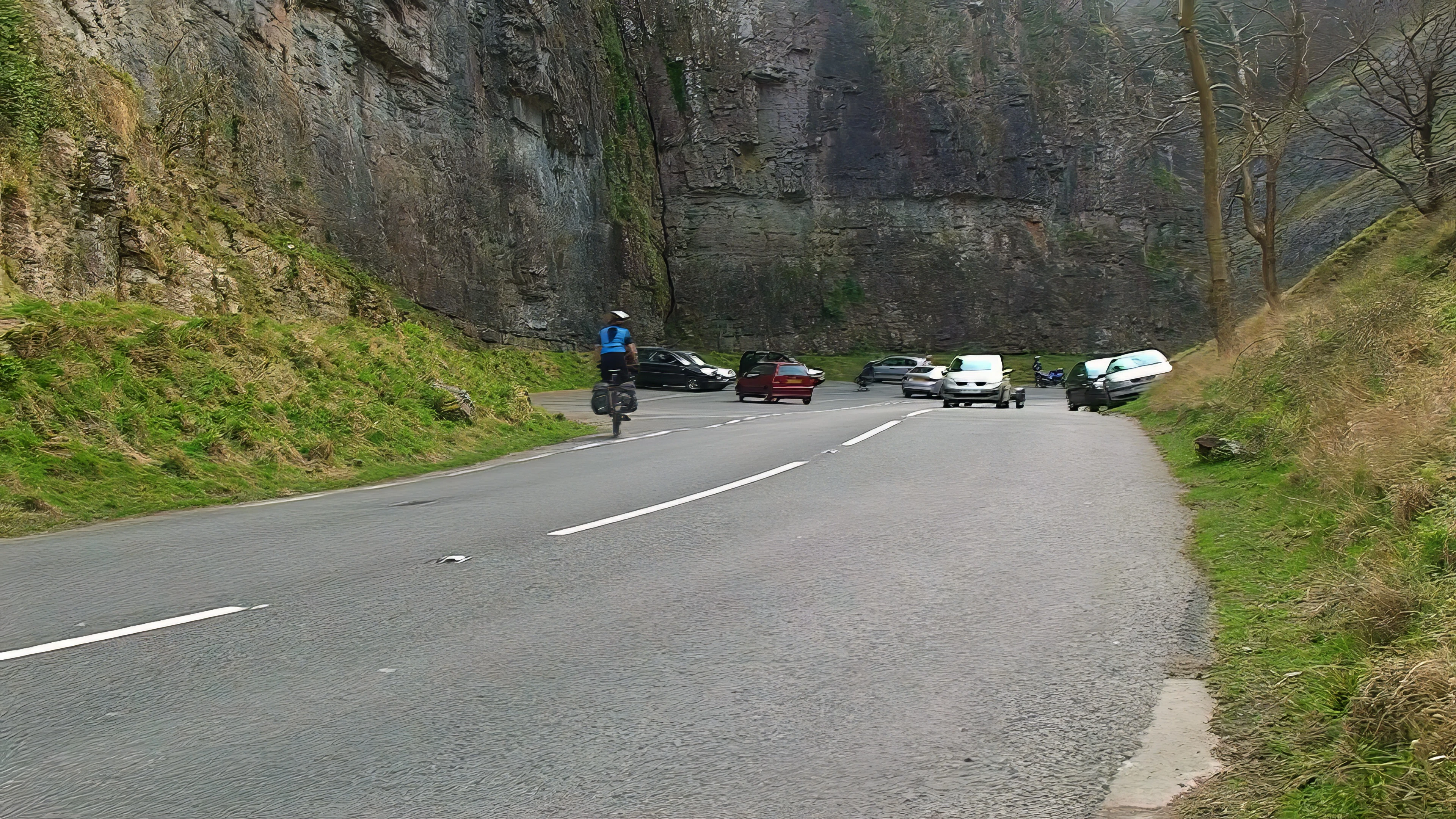 Finishing a great day with the downhill run through Cheddar Gorge