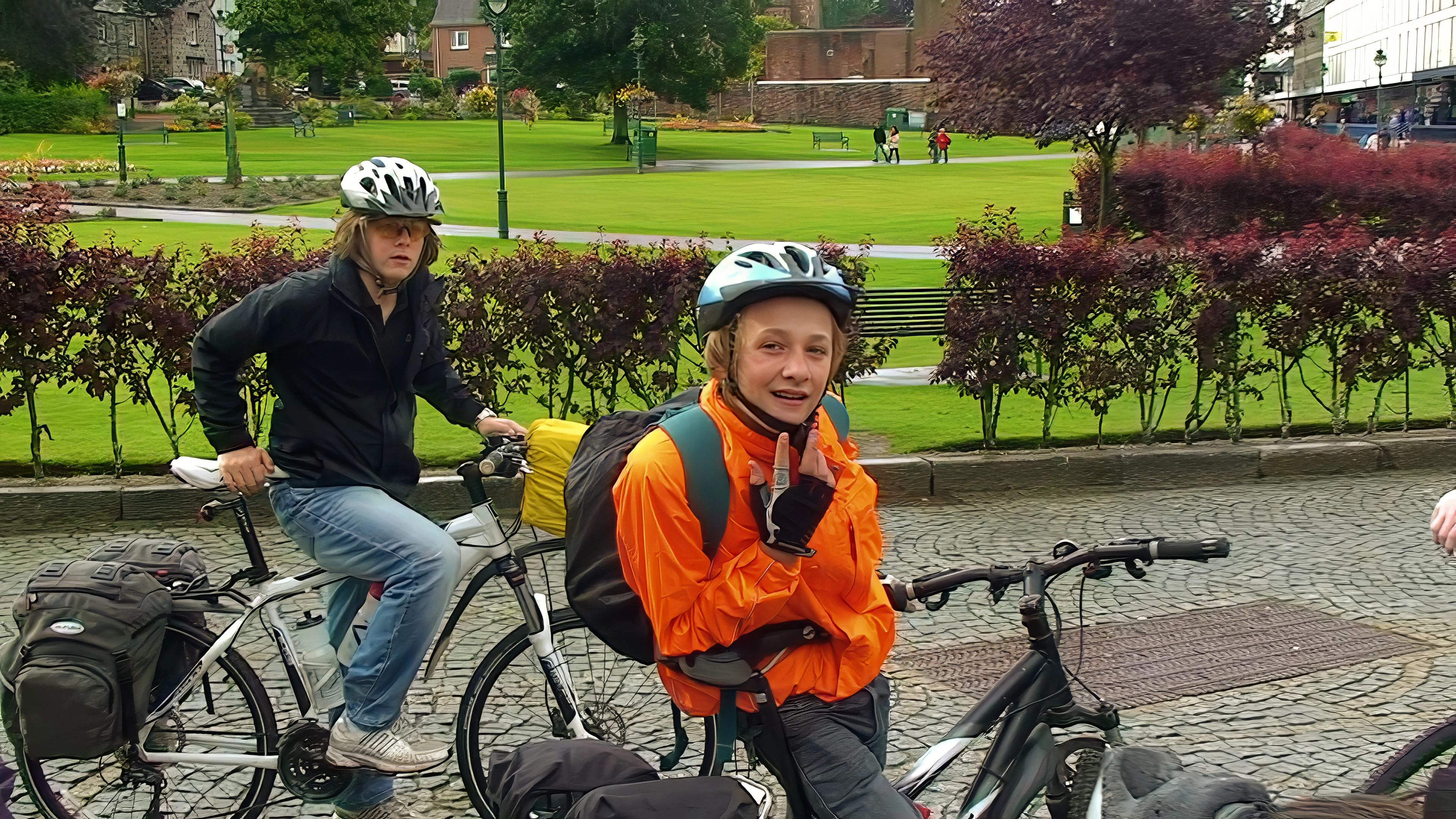 Ash and Hallam outside Nevisport, Fort William.