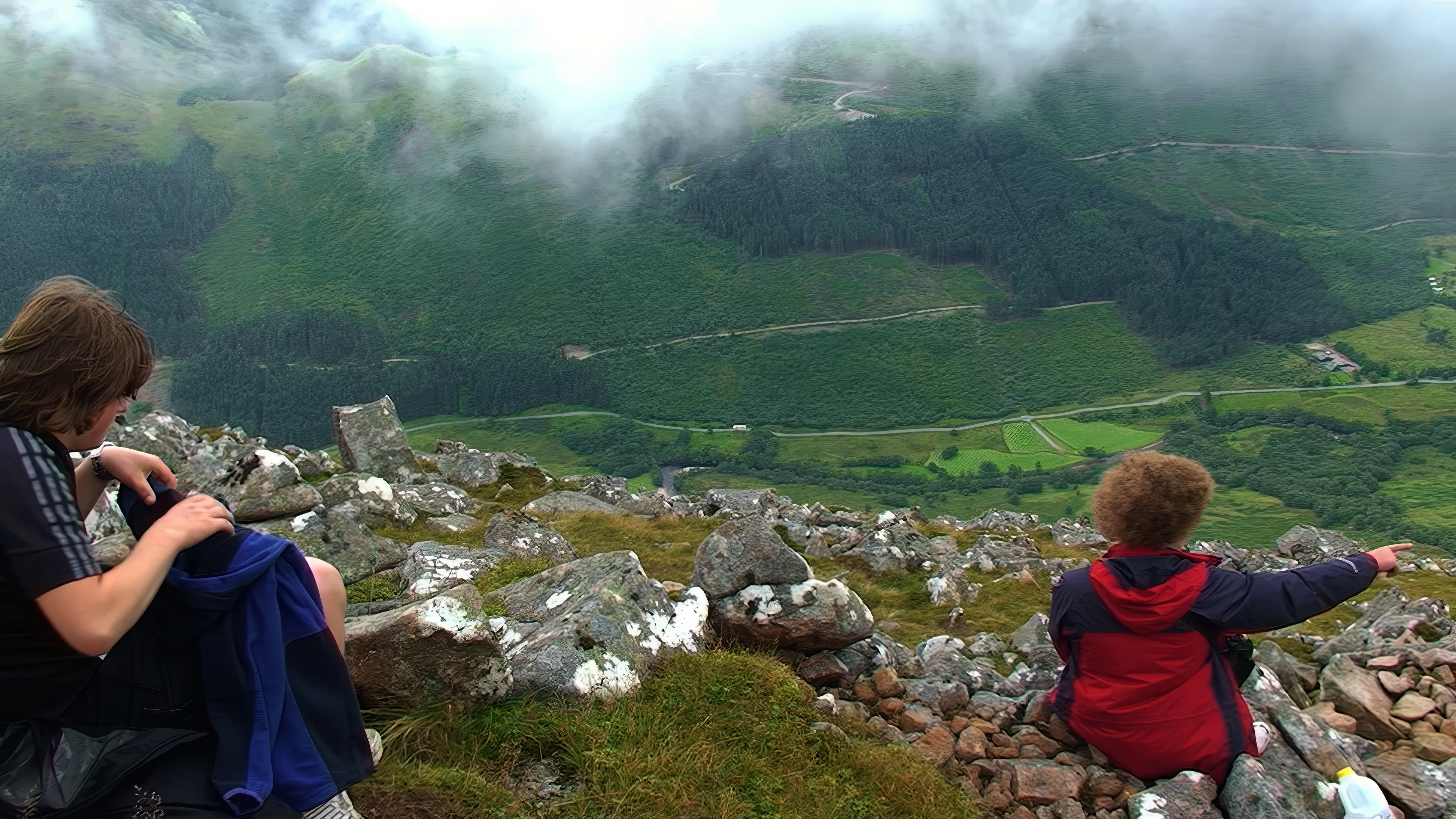 Ash and Ryan at our highest point, as the mist became too thick to continue.