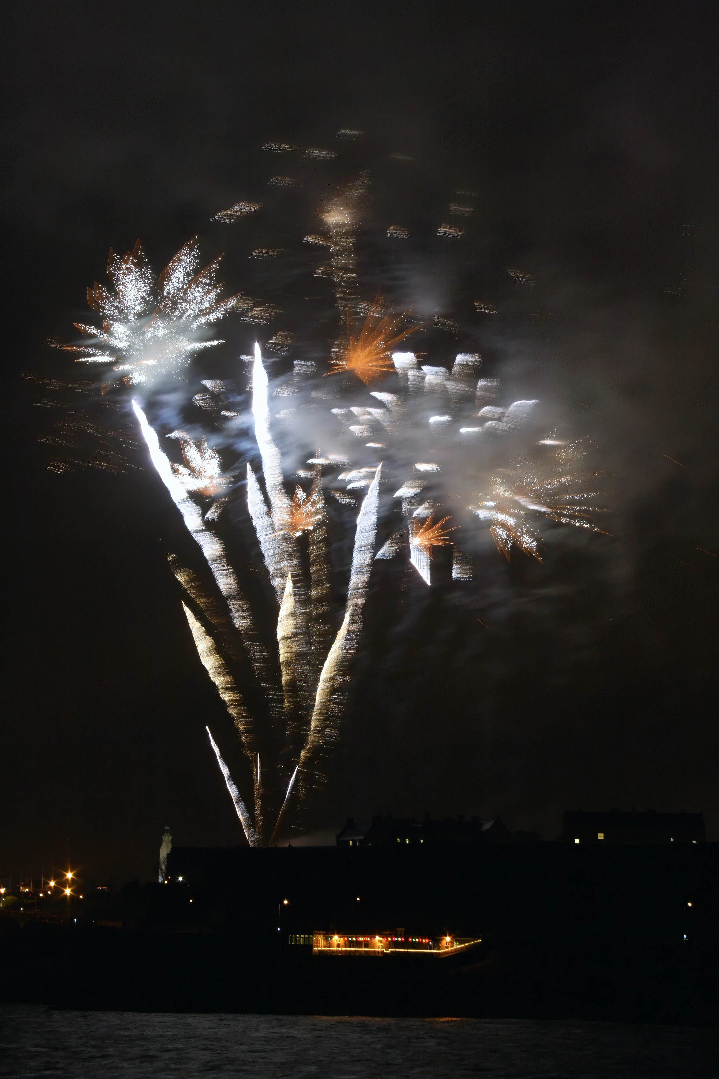 Impressive fireworks over Plymouth Hoe, seen from Mountbatten.