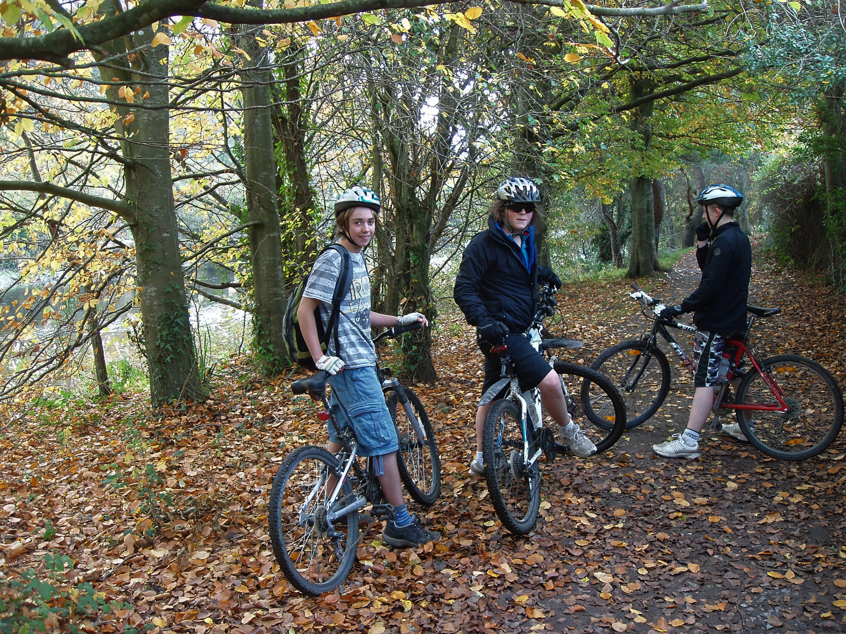 Jack, Ash and Callum rolling along the Totnes cycle path