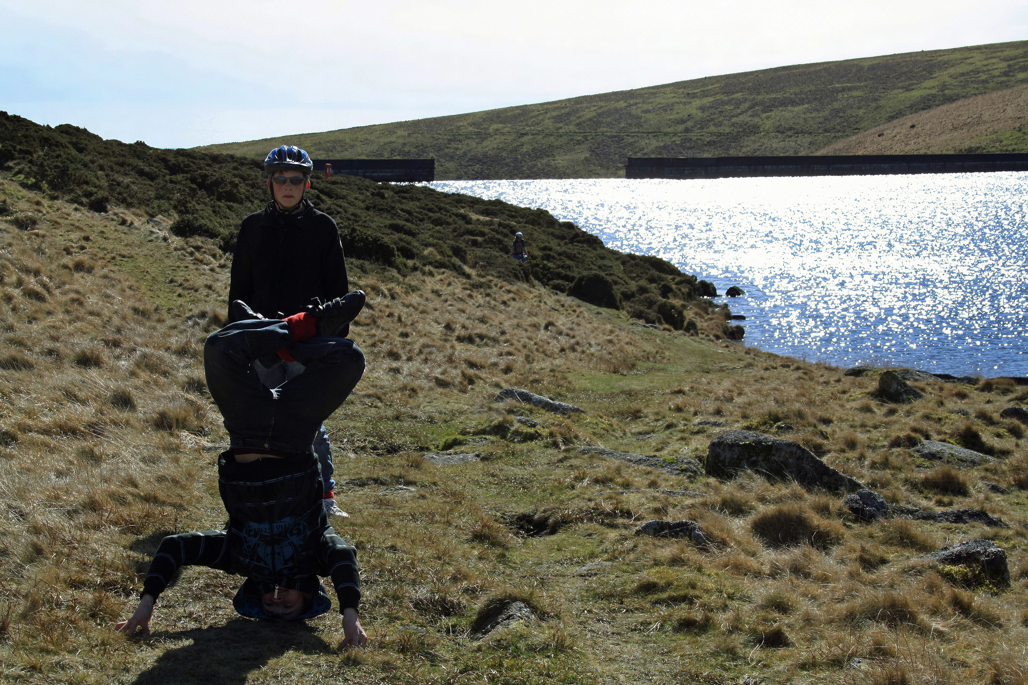 Connor and Callum at Avon Reservoir, heading for the Abbots Way.