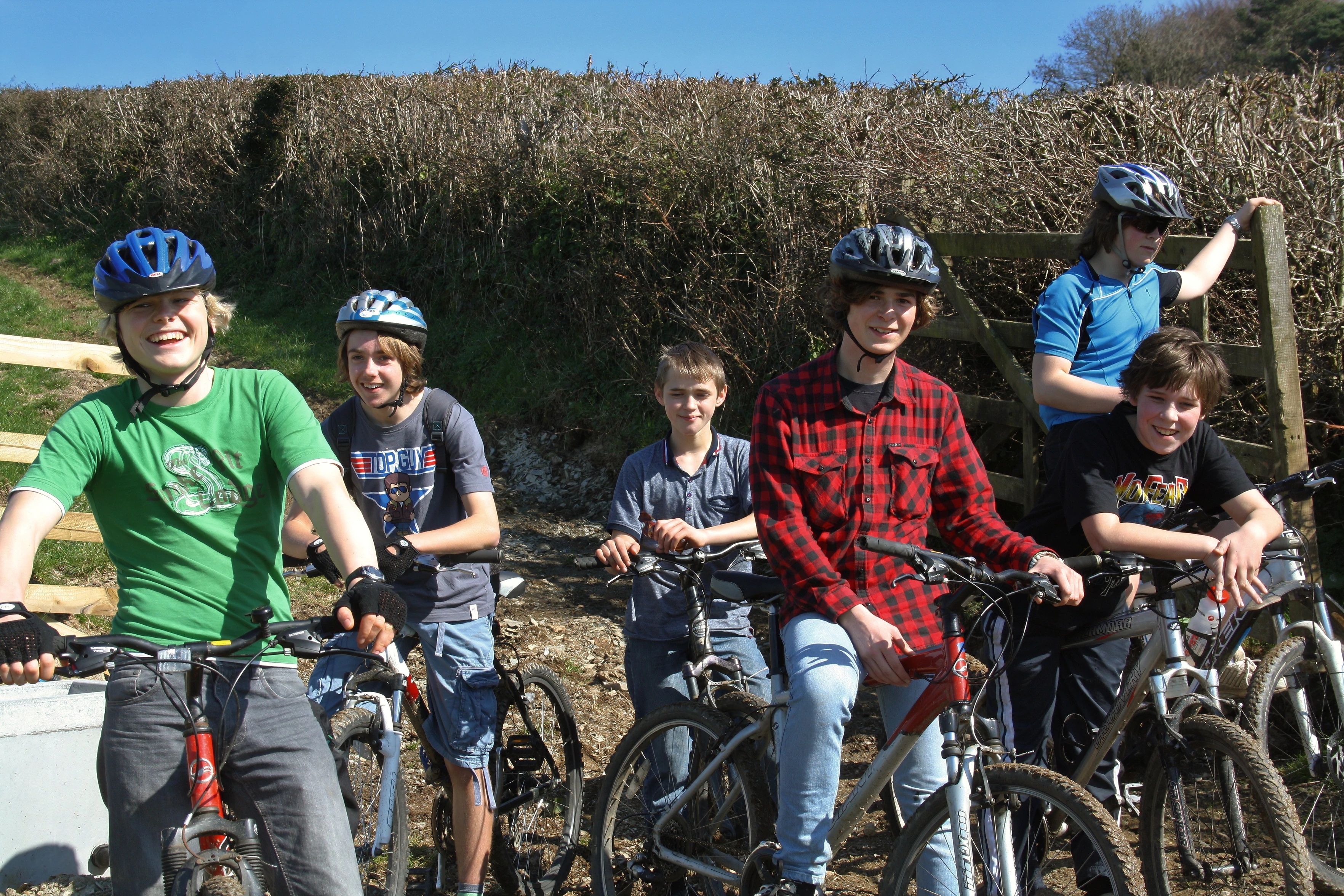 Brodie, Jack, Connor, Louis, Ash and Callum on the Lower Combe track.