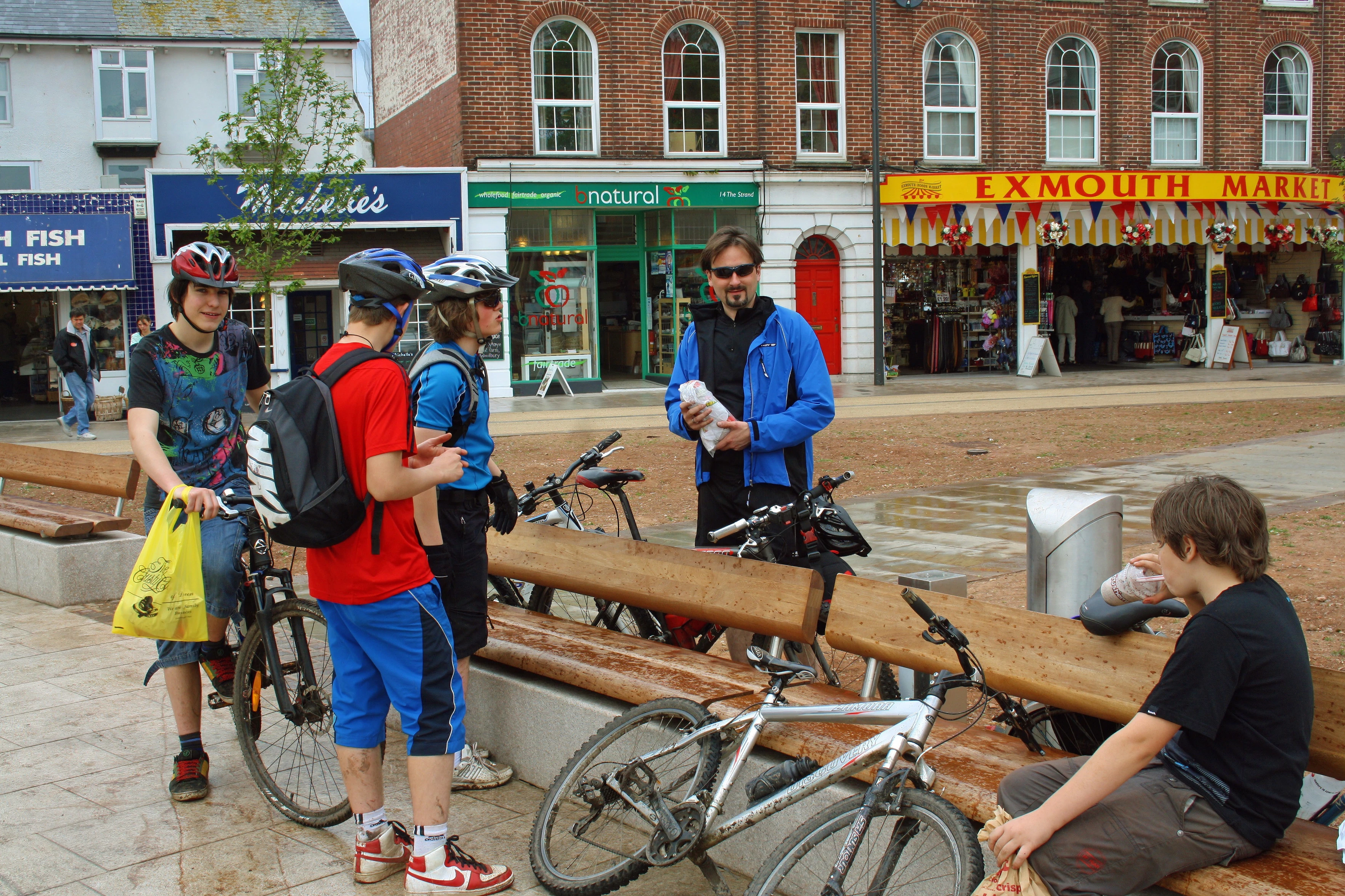 Exmouth town square, scene of the great lunch dash.