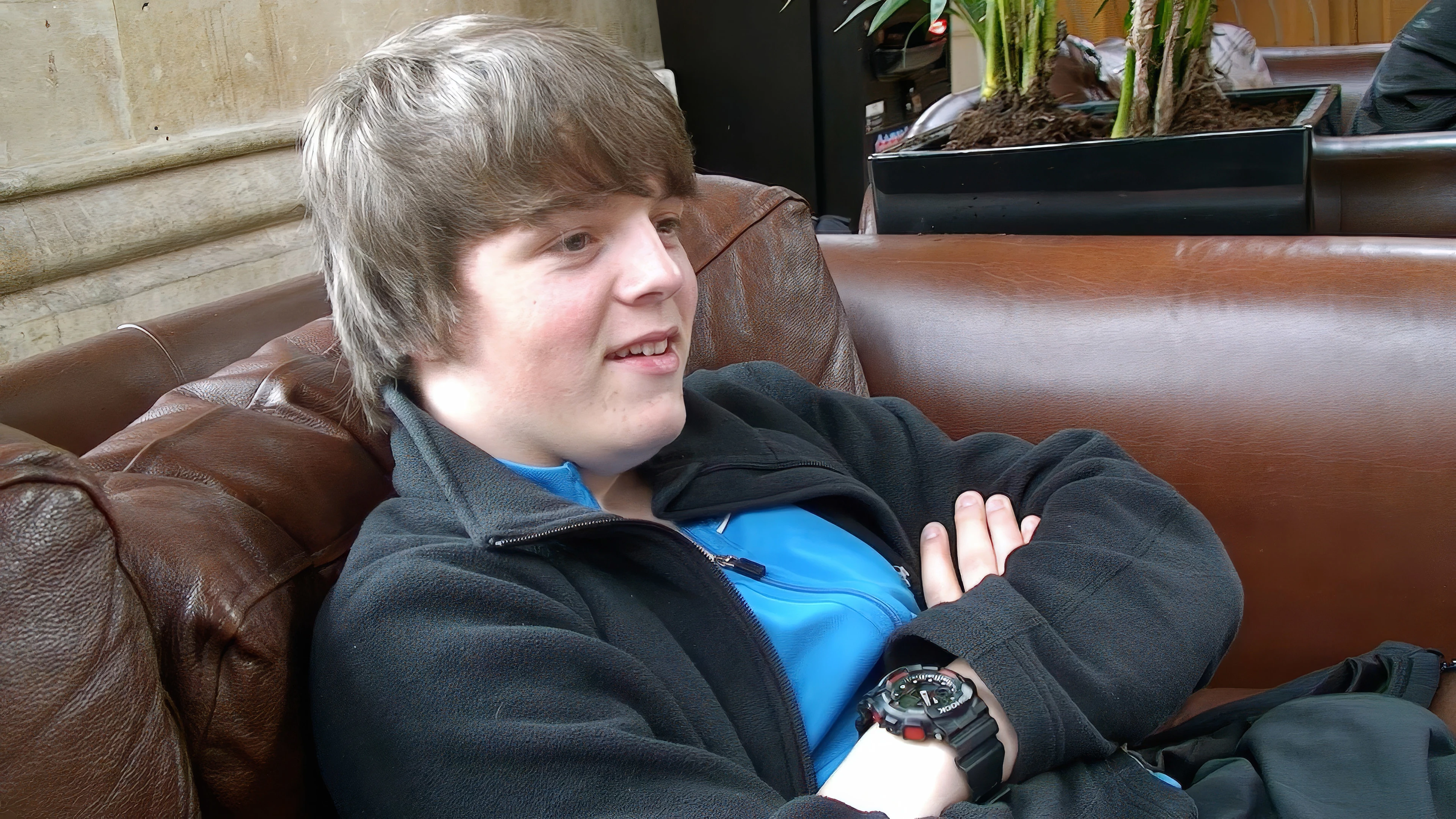 Ash in the café at Bristol Temple Meads