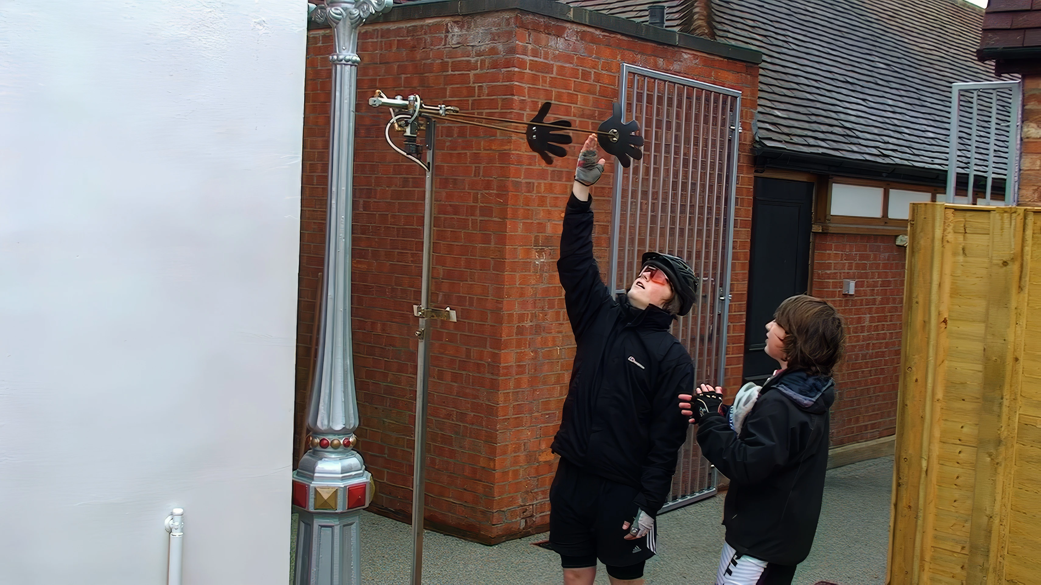 Ash triggers the clapping hands at the MAD Museum, Stratford-upon-Avon.
