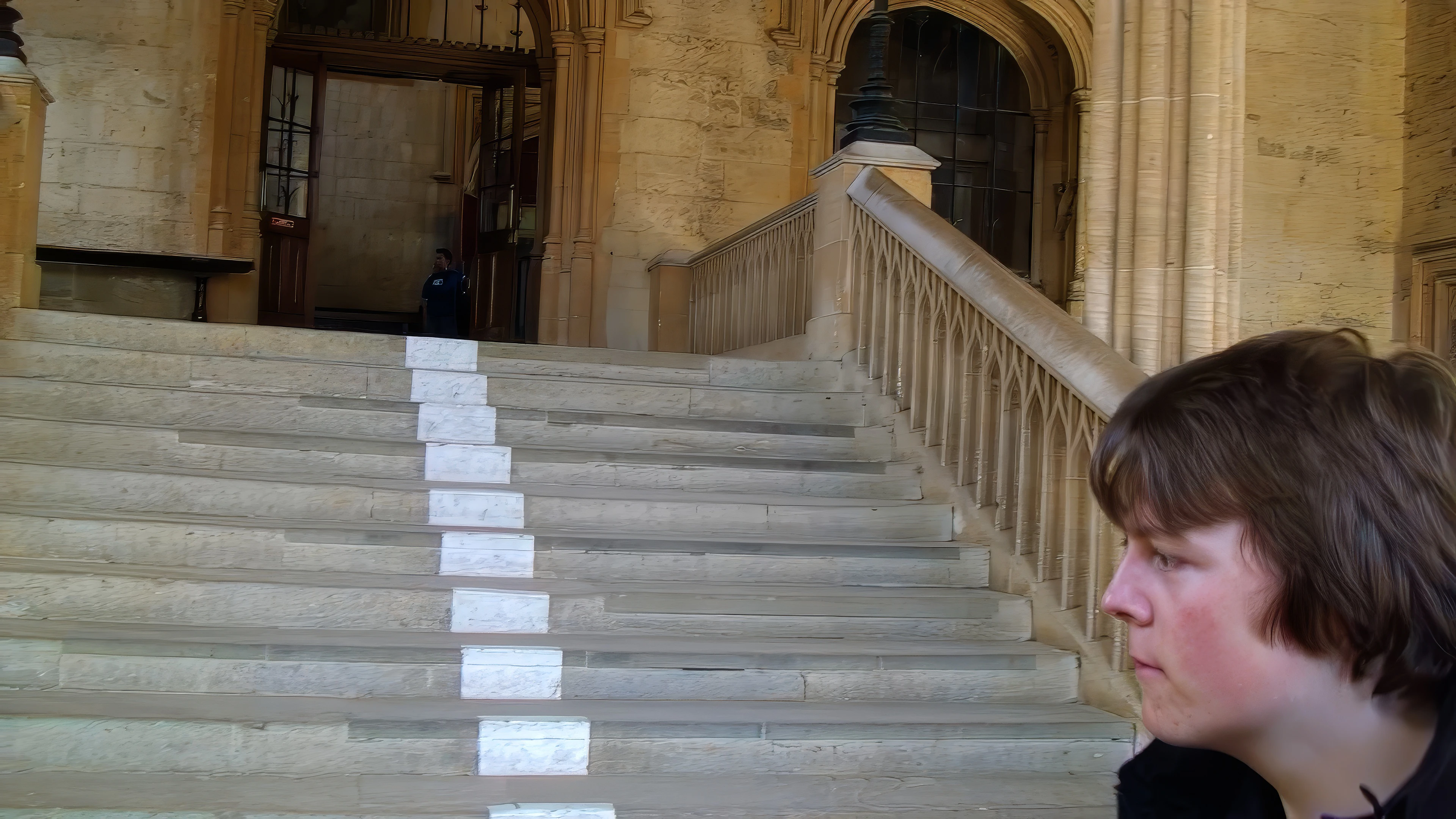Climbing the Hogwarts staircase at Christ Church, Oxford.