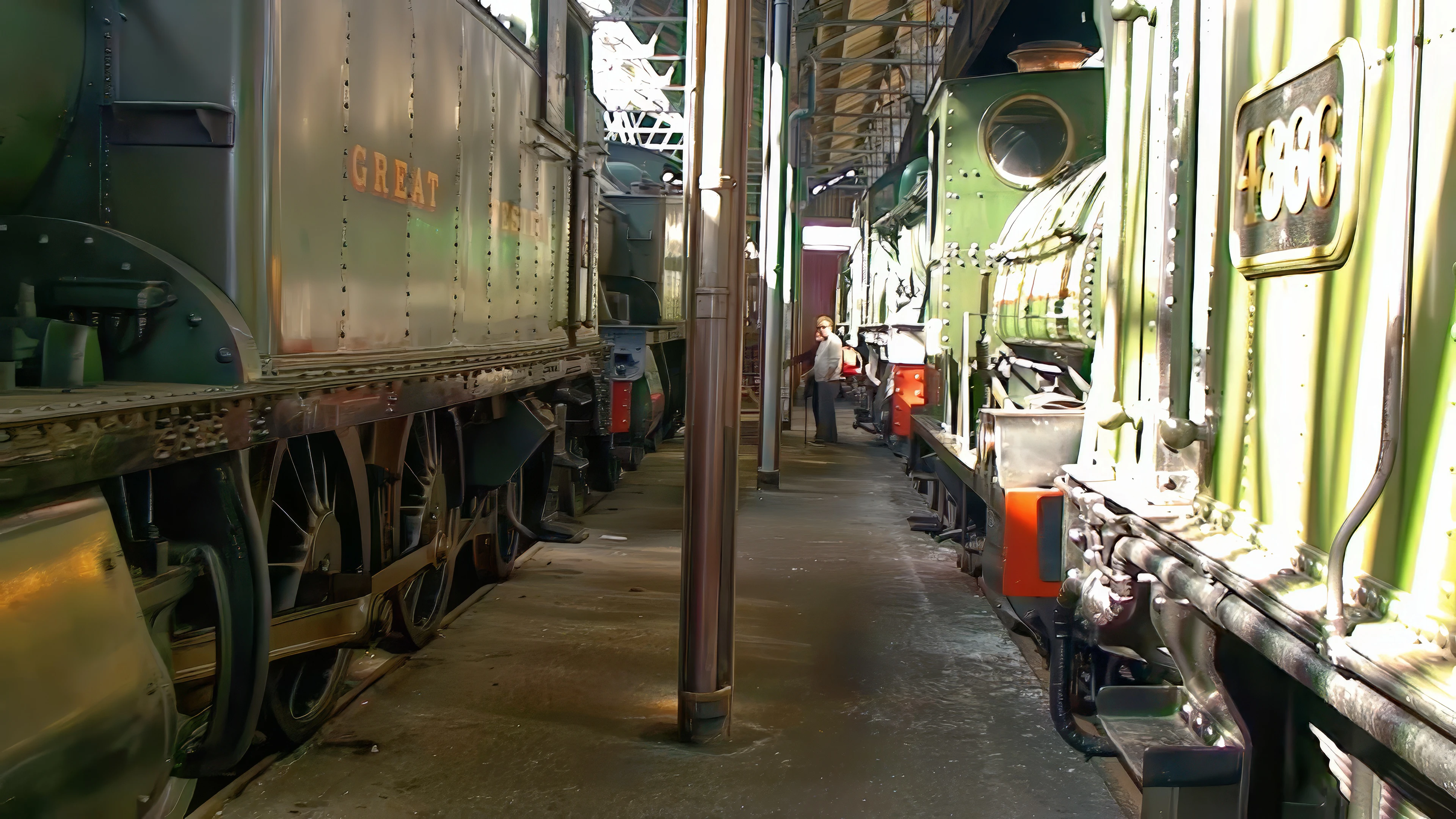 Inside the Engine Shed at Didcot Railway Centre.